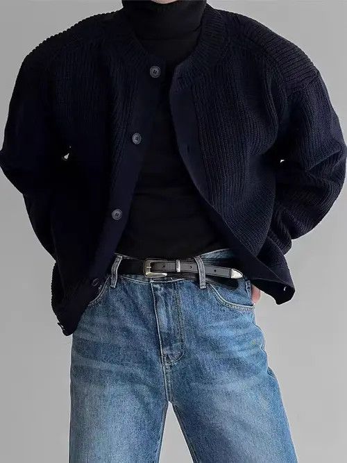 VIBE Vintage Blue Buttoned Casual Sweater Knit Jacket Size US M / EU 48-50 / 2 - 4 Thumbnail