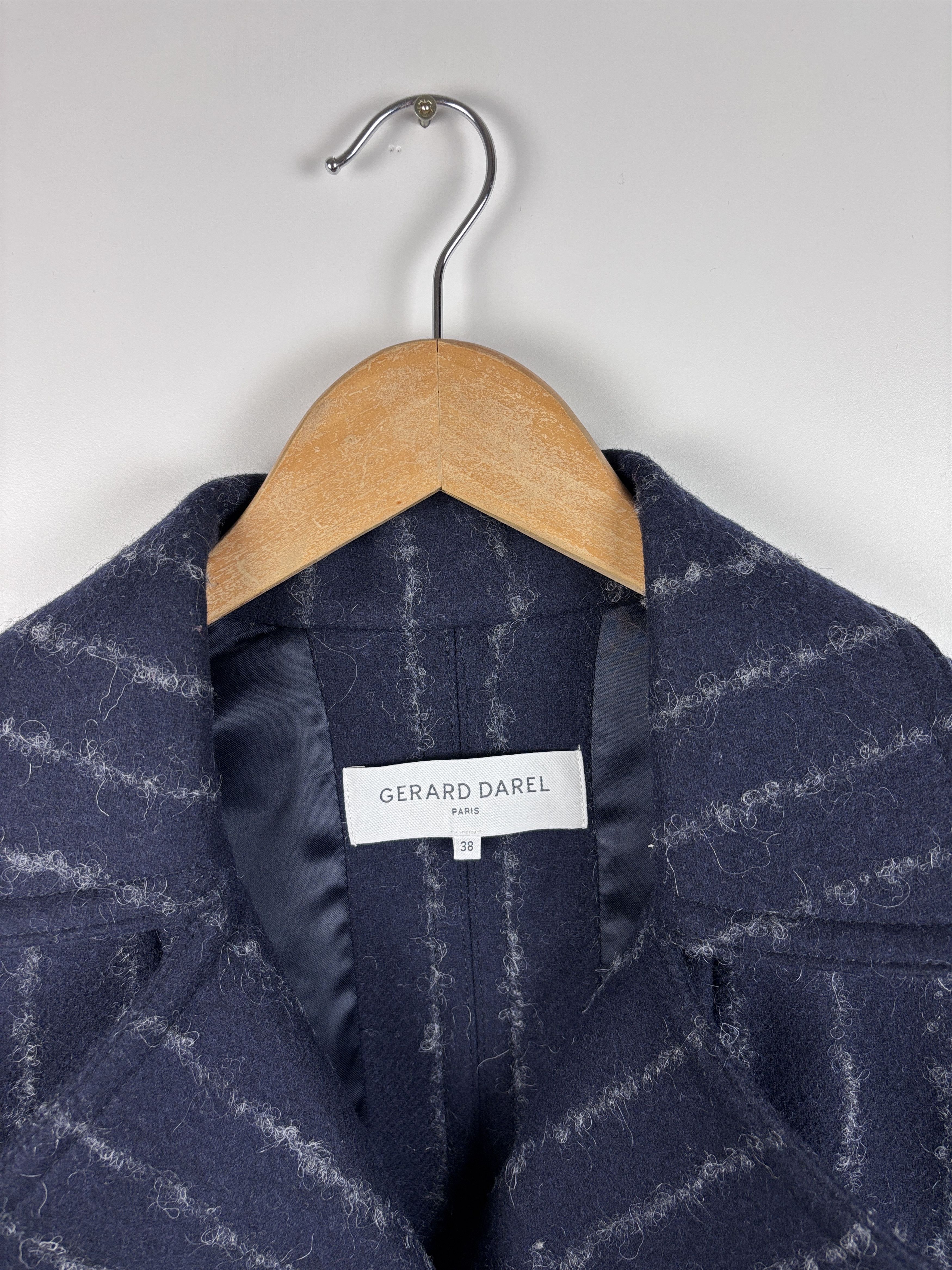 Gerard Darel Paris Double Breasted Wool Coat Navy Blue 38