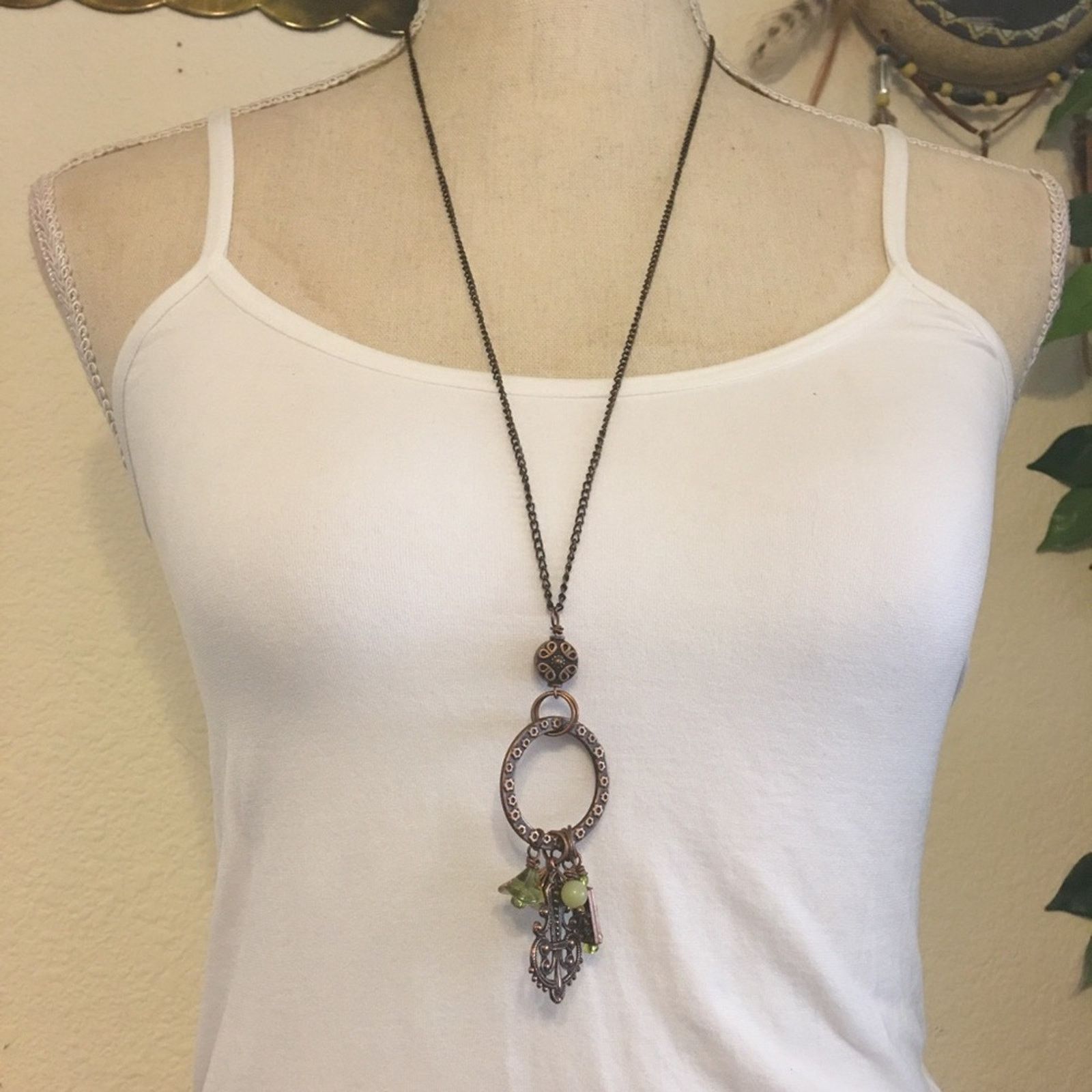 Vintage Vintage copper pendant with charms necklace Size ONE SIZE - 1 Thumbnail