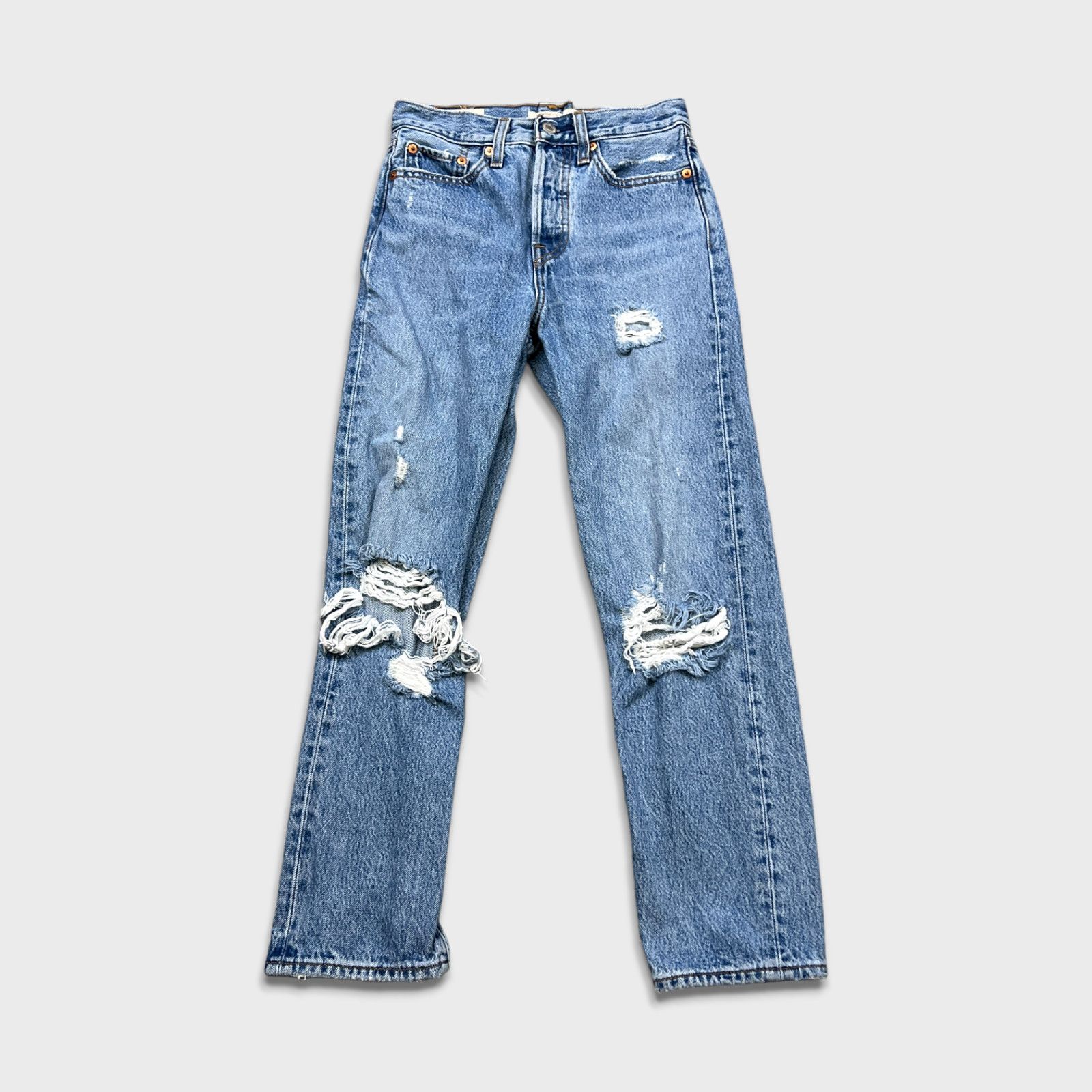 Levi's × Vintage Levi’s Wedgie Straight Jeans 24x25 Light Wash Distress Denim Size 24" / US 00 / IT 34 - 1 Thumbnail