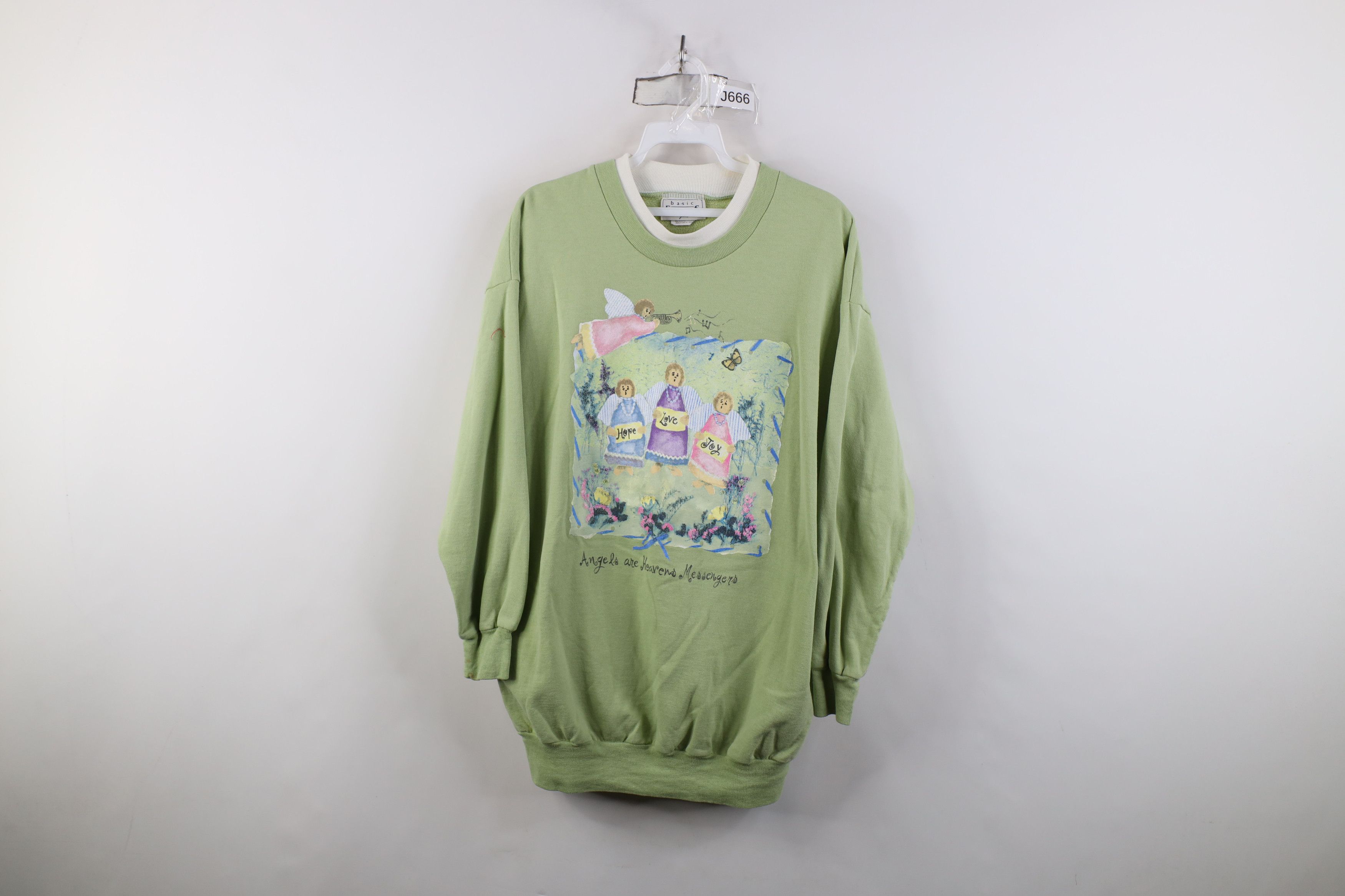 Vintage Vintage 90s Streetwear Angels Layered Sweatshirt Green Size XL / US 12-14 / IT 48-50 - 1 Thumbnail