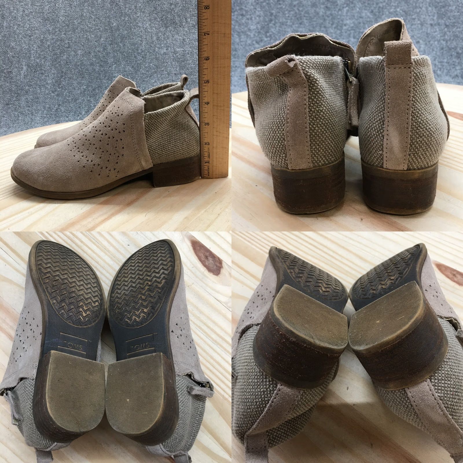 Toms TOMS Deia Boots Womens 6.5 Casual Zip Ankle Bootie Brown Suede Heels Size US 7 / IT 37 - 8 Thumbnail