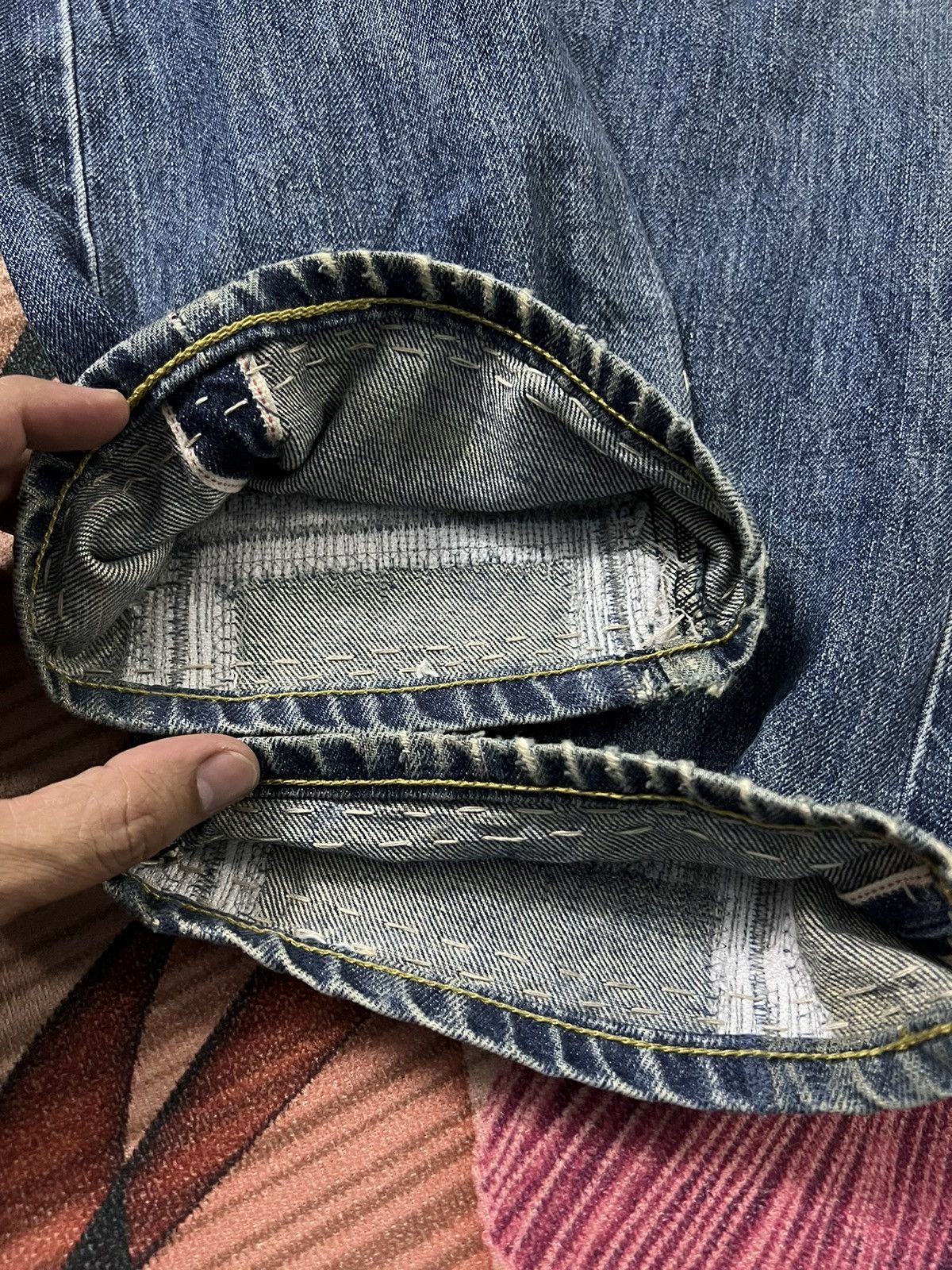 Levi's VINTAGE LEVIS 702 E BACKLE BACK CUSTOM SASHIKO BORO JAPAN Size US 30 / EU 46 - 11 Thumbnail