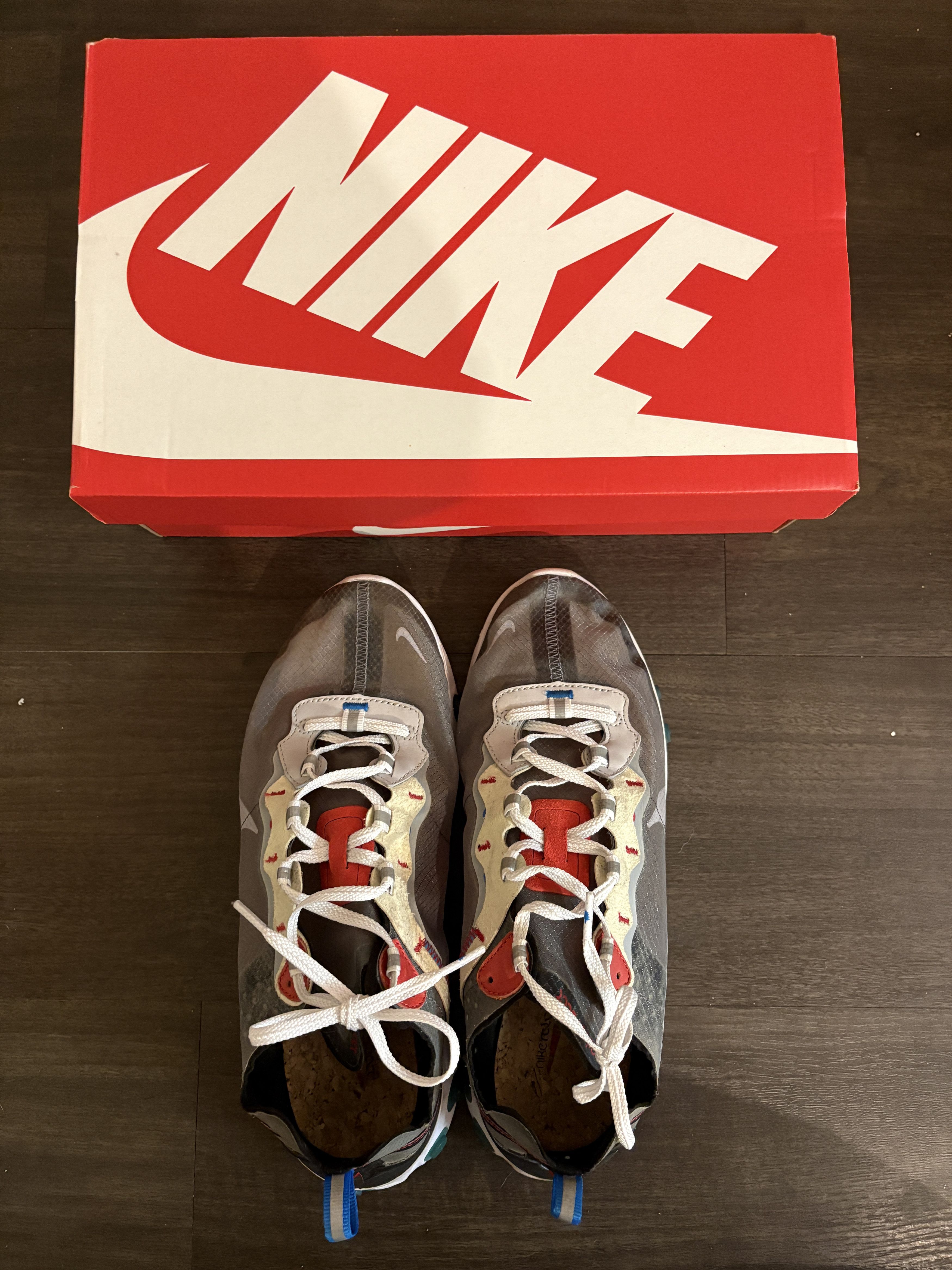 Nike React Element 87 Dark Grey/Pure Platinum-Photo Blue Size US 9 / EU 42 - 1 Thumbnail