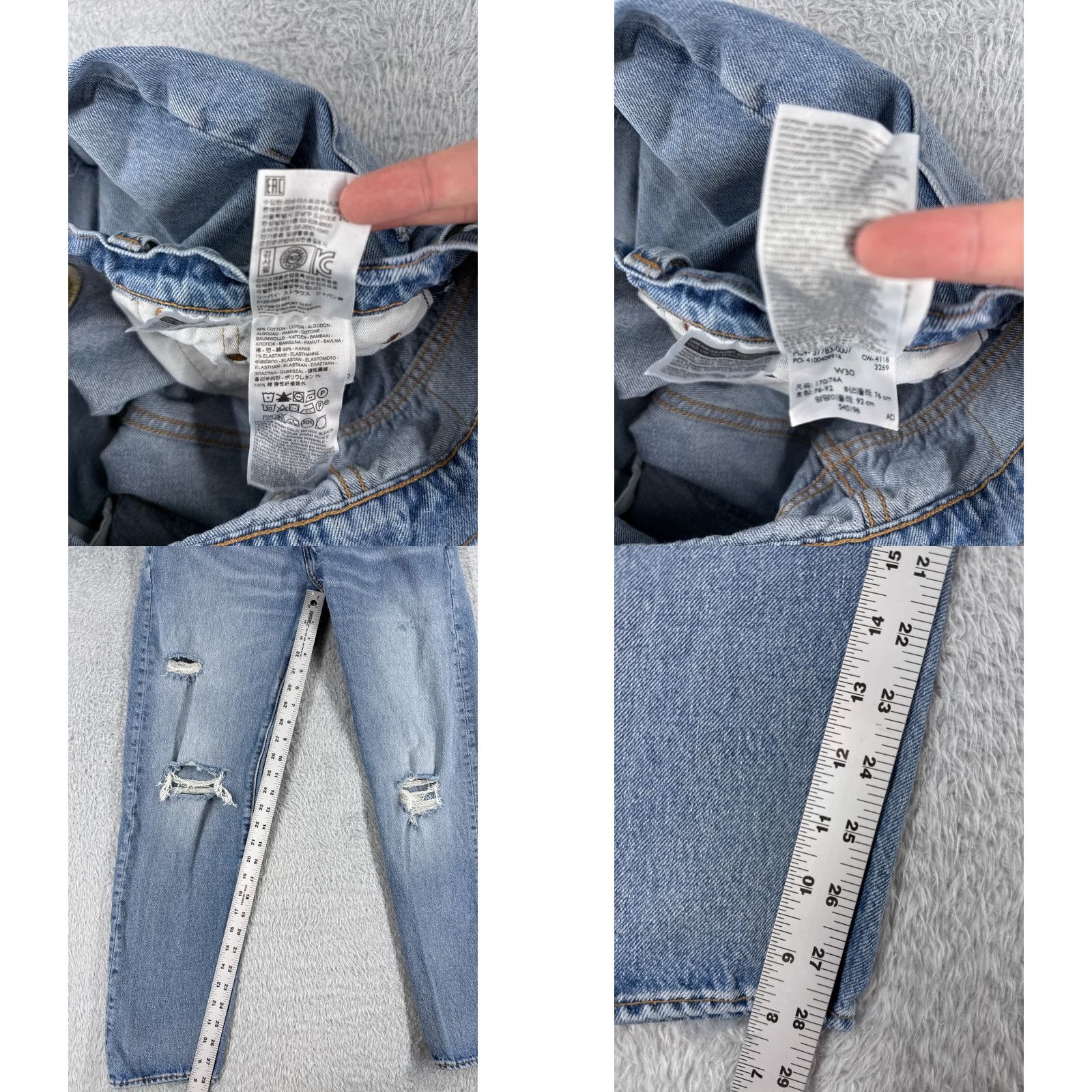 Levi's Levi's Jeans Men Slim Distressed Blue Cotton 28x29 Denim 5-Pocket Zipper Pocket Jeans Size US 30 / EU 46 - 8 Thumbnail