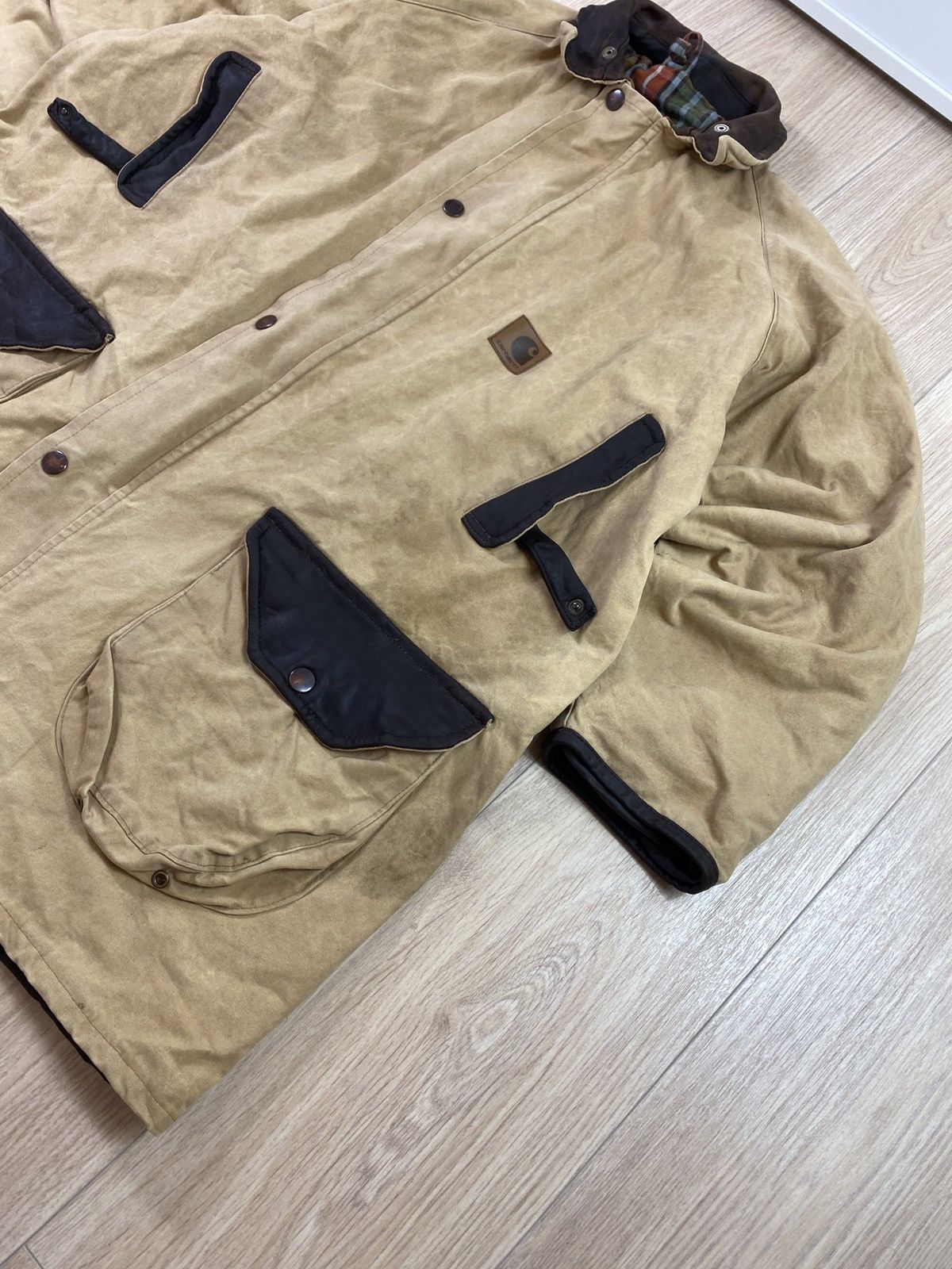 Carhartt × Japanese Brand × Vintage Vintage J97 Grey Detroit Carhartt Jacket Rare Leather pocket Size US XXL / EU 58 / 5 - 2 Thumbnail