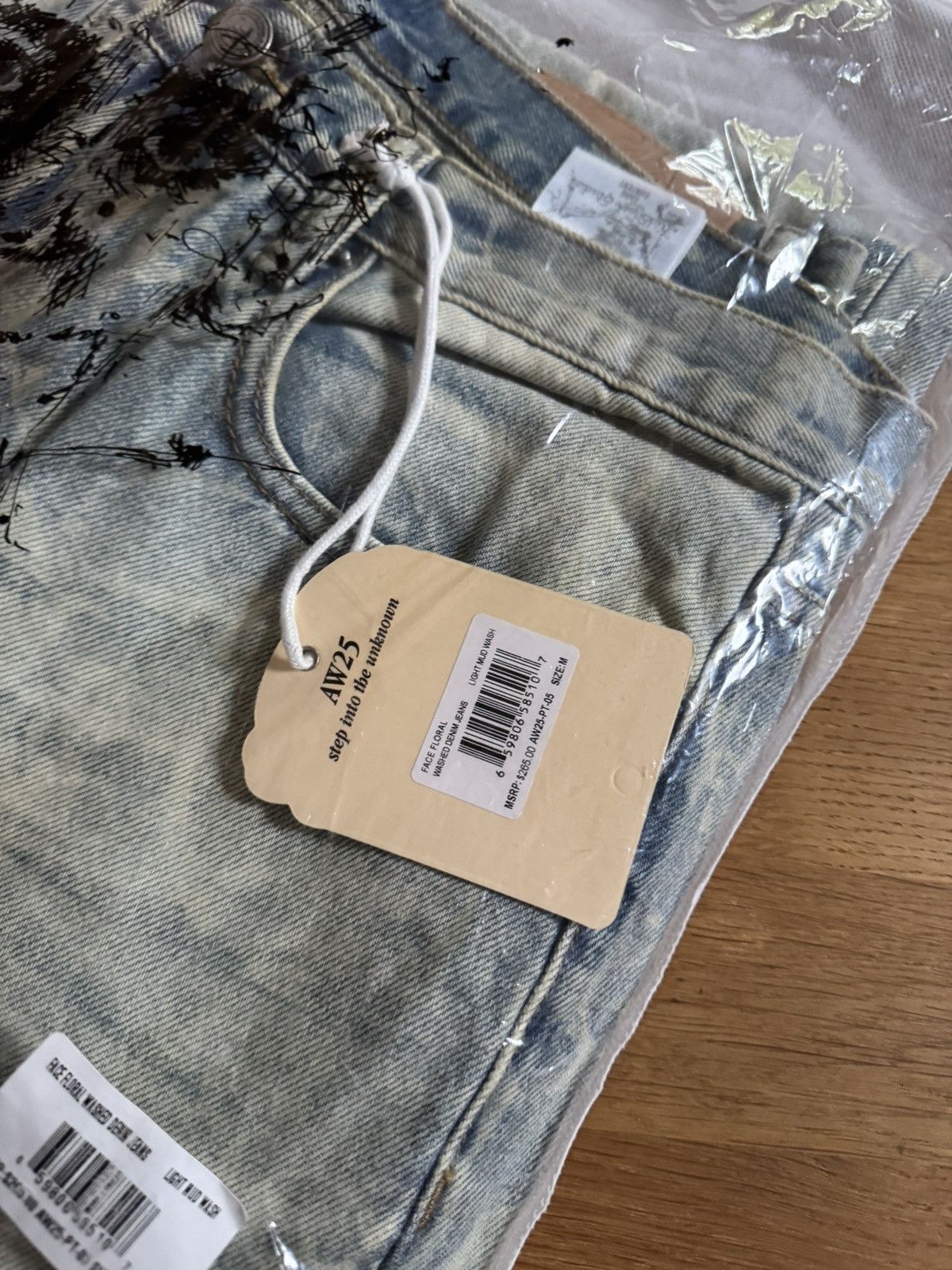 KidSuper KidSuper Face Floral Washed Denim Jeans Light Mud Wash Size US 32 / EU 48 - 3 Thumbnail