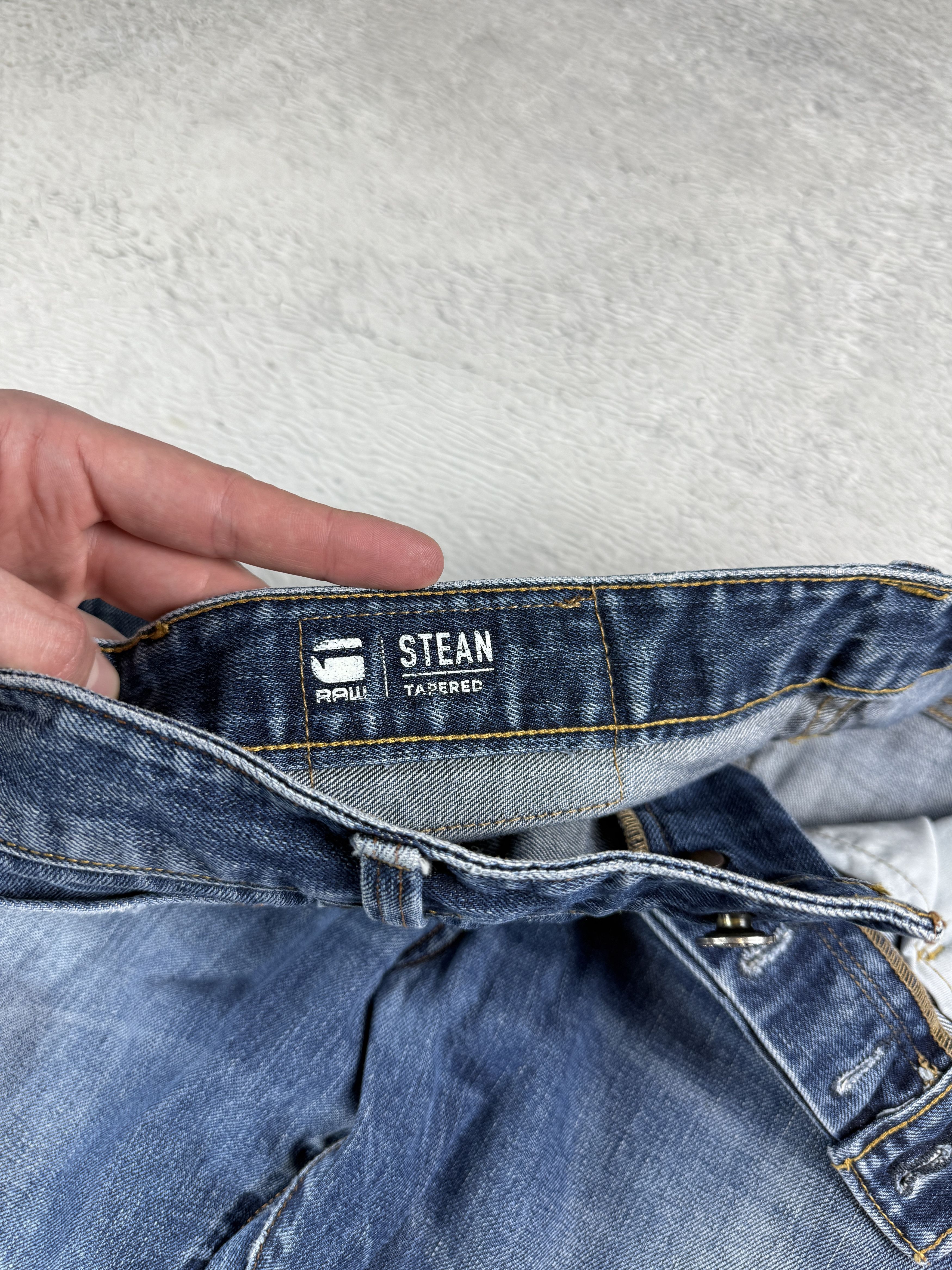 G-Star G-Star Raw Denim Jeans Stean Tapered Blue Distressed Denim Size US 32 / EU 48 - 9 Thumbnail