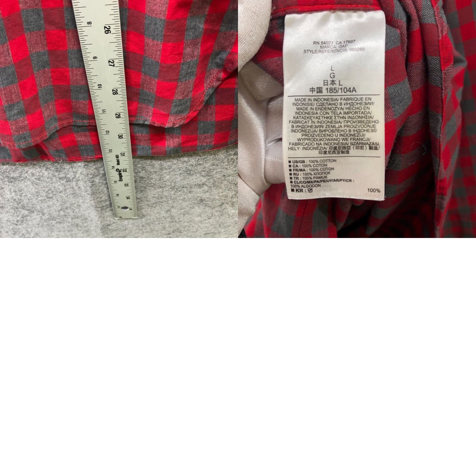 Gap Gap Shirt Mens L Red Gray Check Button Up Cotton Long Sleeve Regular Size US L / EU 52-54 / 3 - 8 Thumbnail