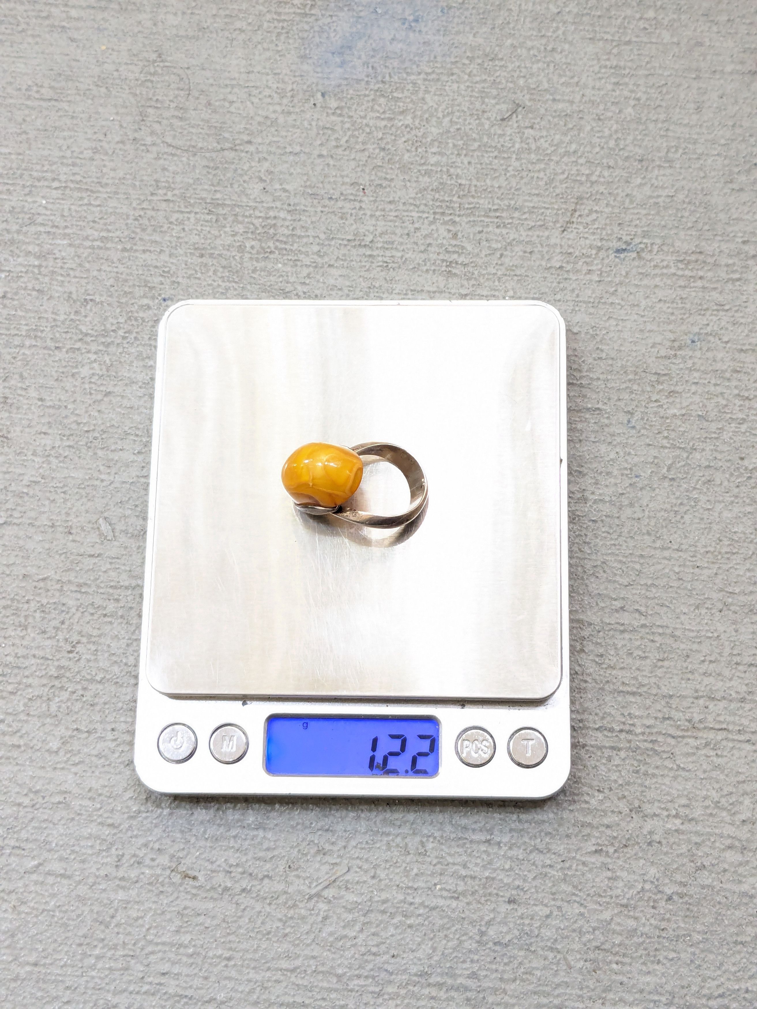 Jewelry Vintage Sterling Silver Ring Amber Size 9.25 Modern Size ONE SIZE - 13 Thumbnail