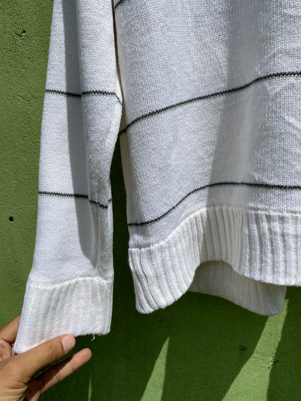 Vans VANS White Zip-Up Knit Sweater Striped Vintage Streetwear Size US L / EU 52-54 / 3 - 14 Thumbnail