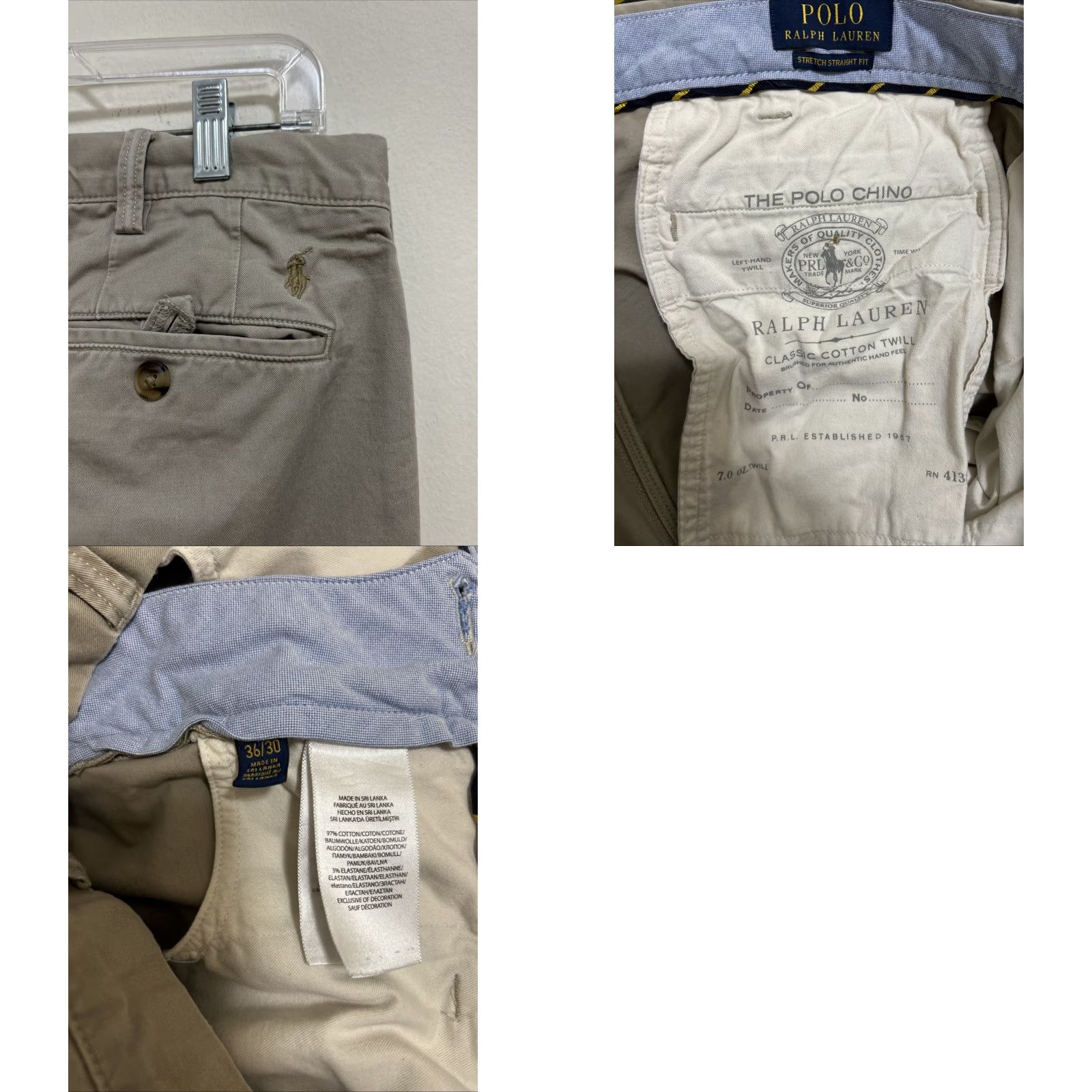 Polo Ralph Lauren Polo Ralph Lauren Chino Pants Mens 36X30 Tan Stretch Straight Fit Cotton Twill Size US M / EU 48-50 / 2 - 8 Thumbnail