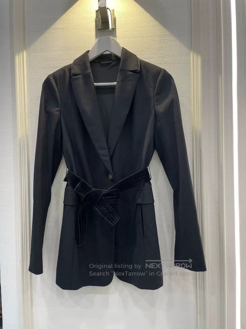 Brunello Cucinelli Brunello Cucinelli Dark Grey Belted Suit Jacket Size XS / US 0-2 / IT 36-38 - 1 Thumbnail