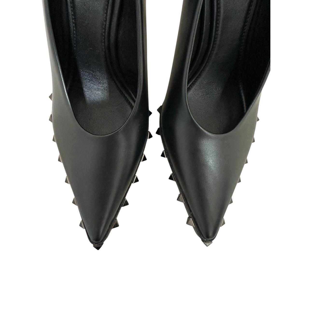 Valentino Valentino Rockstud 100 Leather Heels Pumps Black 38.5 Size US 8.5 / IT 38.5 - 6 Thumbnail