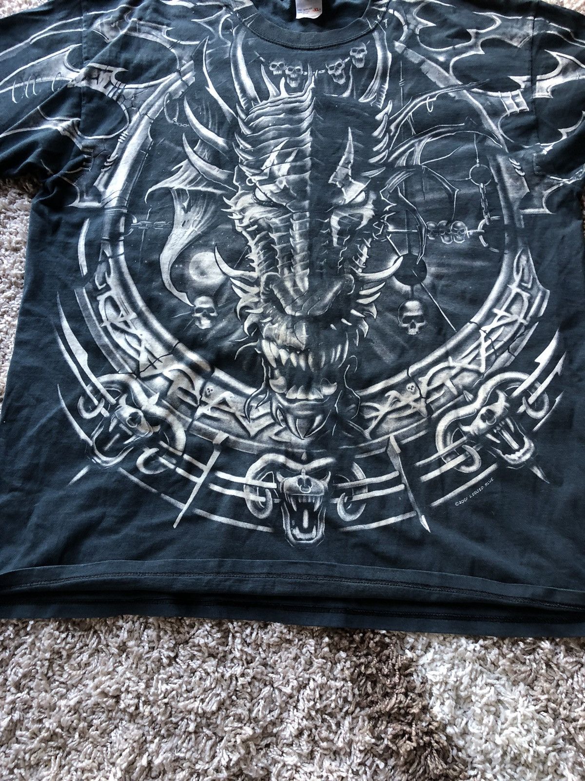 Liquid Blue × Vintage Y2K Vintage Liquid Blue Dragon Skull T-Shirt OverPrint 2001 Size US XL / EU 56 / 4 - 12 Thumbnail