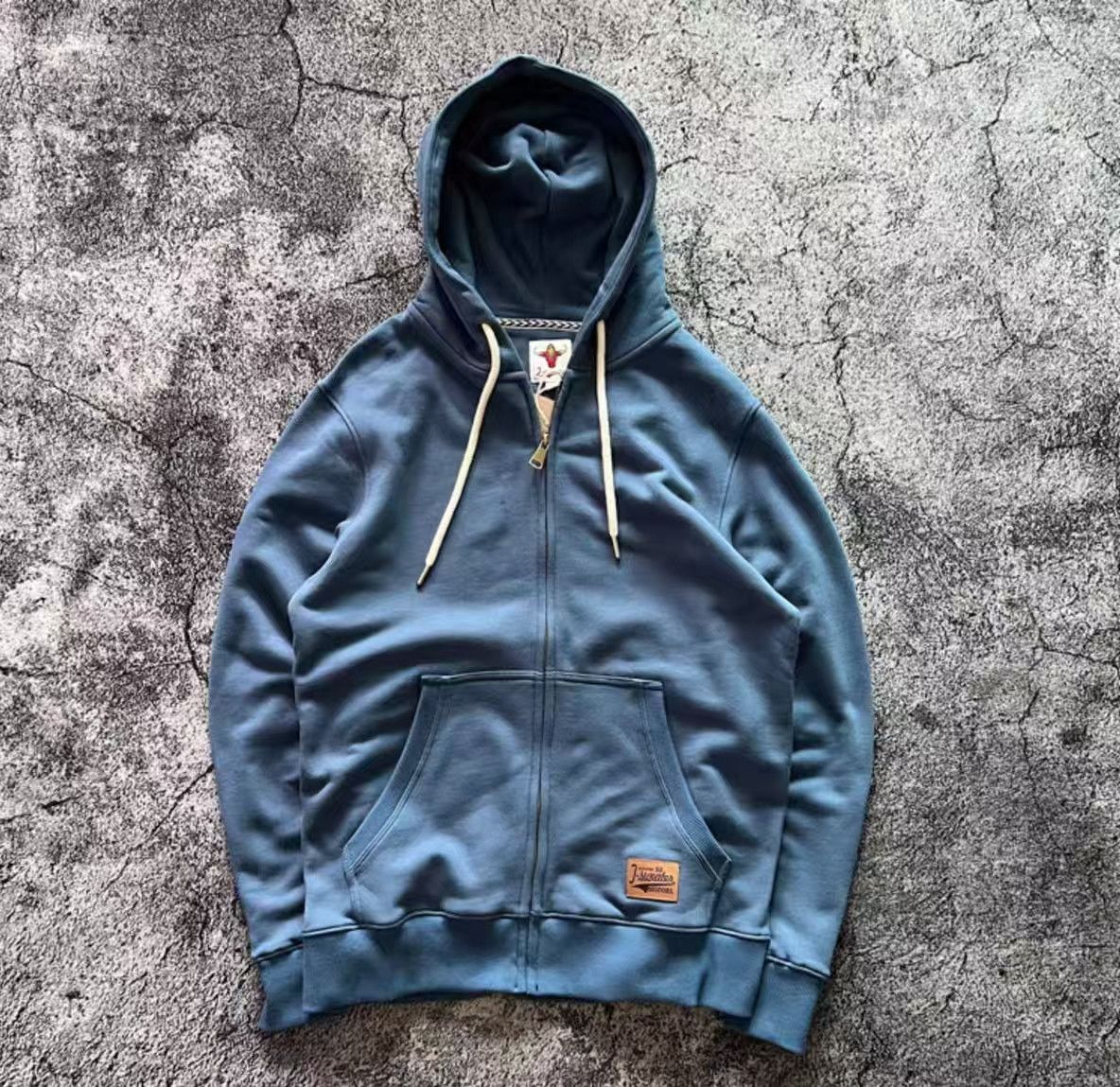 Vintage Distressed Smog Blue Full-Zip Hoodie Size US M / EU 48-50 / 2 - 1 Thumbnail