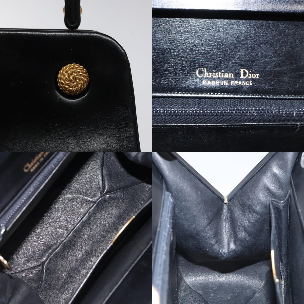 Dior DIOR Hand Bag Leather Black Gold Size ONE SIZE - 11 Thumbnail