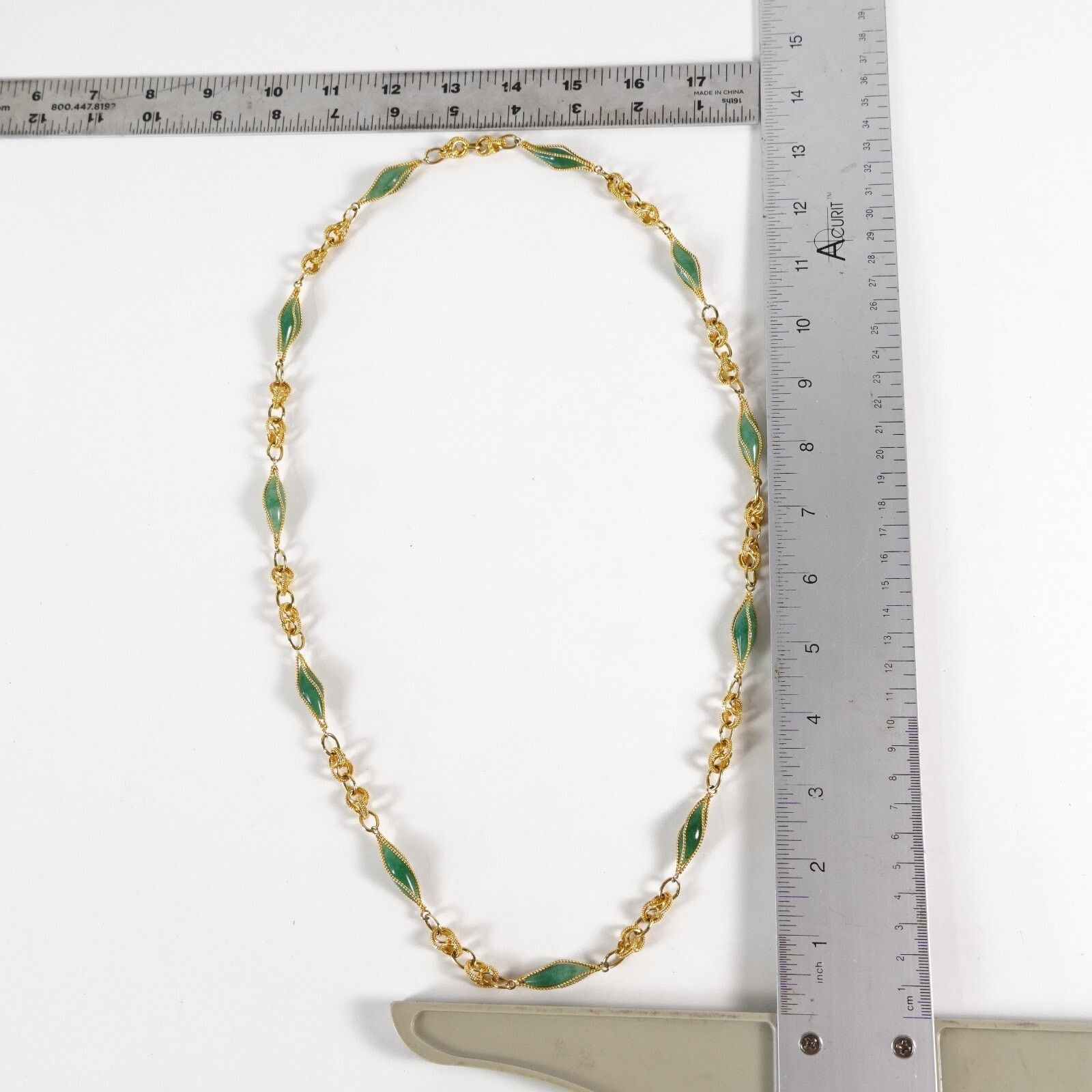 Other Vintage Gold & Green Stone Beaded Chain Necklace Jewelry Size ONE SIZE - 5 Thumbnail