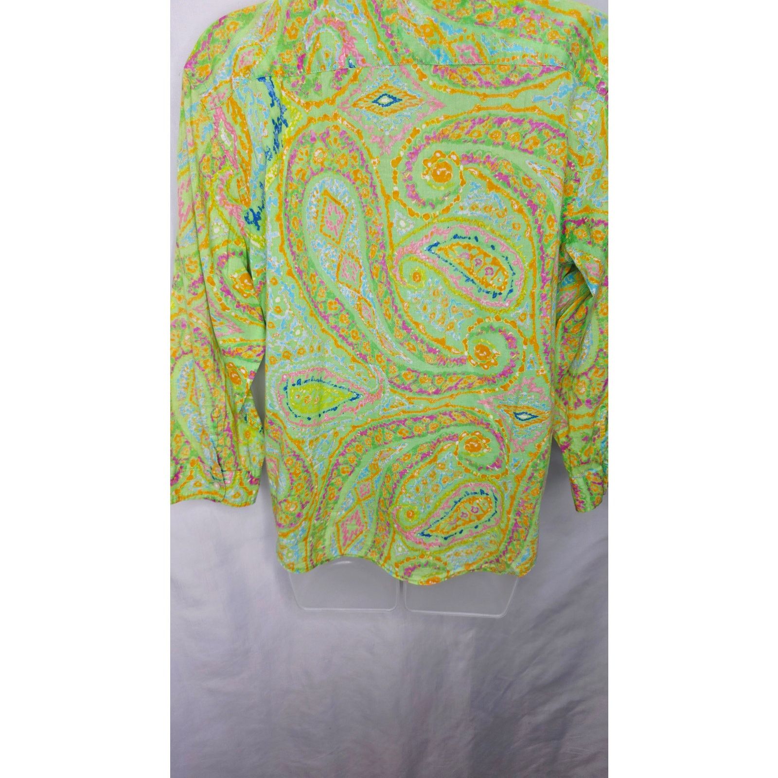 Ralph Lauren Lauren Ralph Lauren Green Paisley Blouse Button Front Boho Size L / US 10 / IT 46 - 8 Thumbnail