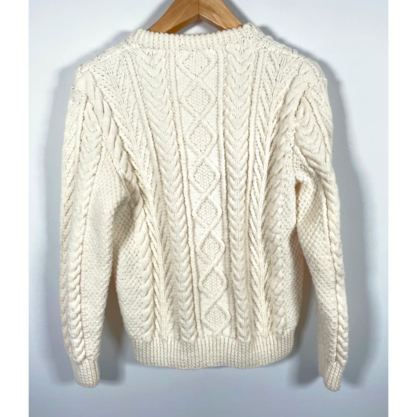 Vintage VINTAGE 70s Wool Cable Knit Sweater Men's XL Ivory Crew Neck Pullover Classic Preppy Retro Warmth Mens Size US XL / EU 56 / 4 - 2 Thumbnail