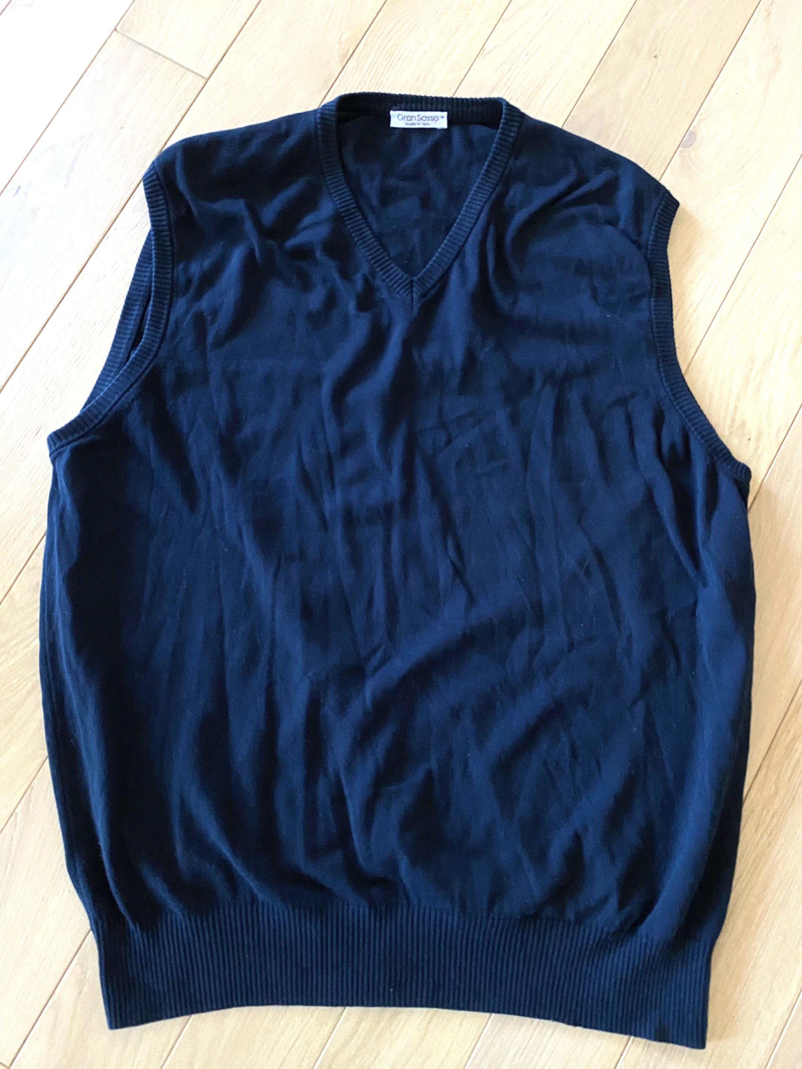 Gran Sasso Loose fiiting navy cotton knit vest Size US XL / EU 56 / 4 - 1 Thumbnail