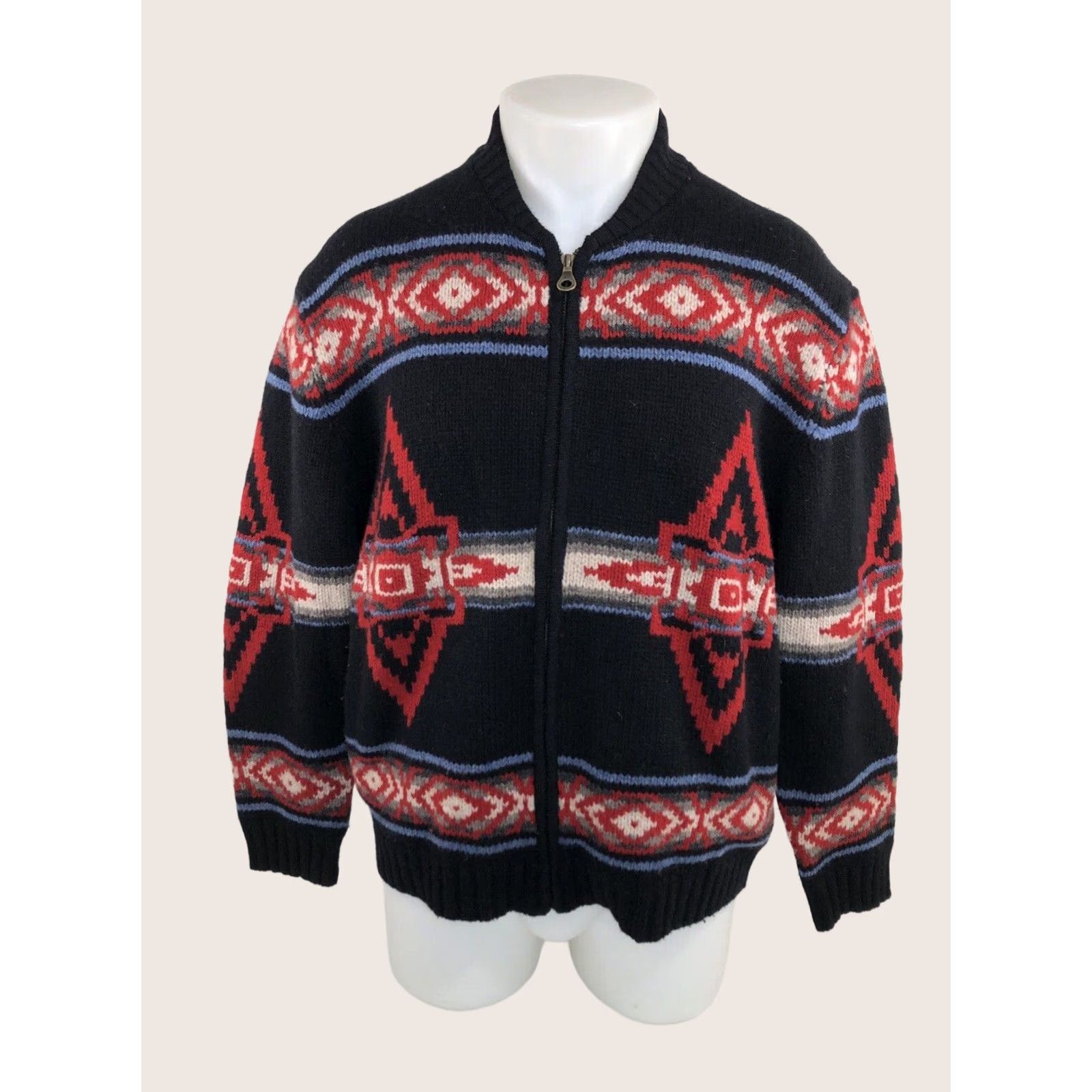 Pendleton Pendleton Wool Knit Full Zip SOUTHWEST AZTEC Md. Sweater Jacket Men M Black Red Beige Blue Aztec Full Zip Size US M / EU 48-50 / 2 - 1 Thumbnail