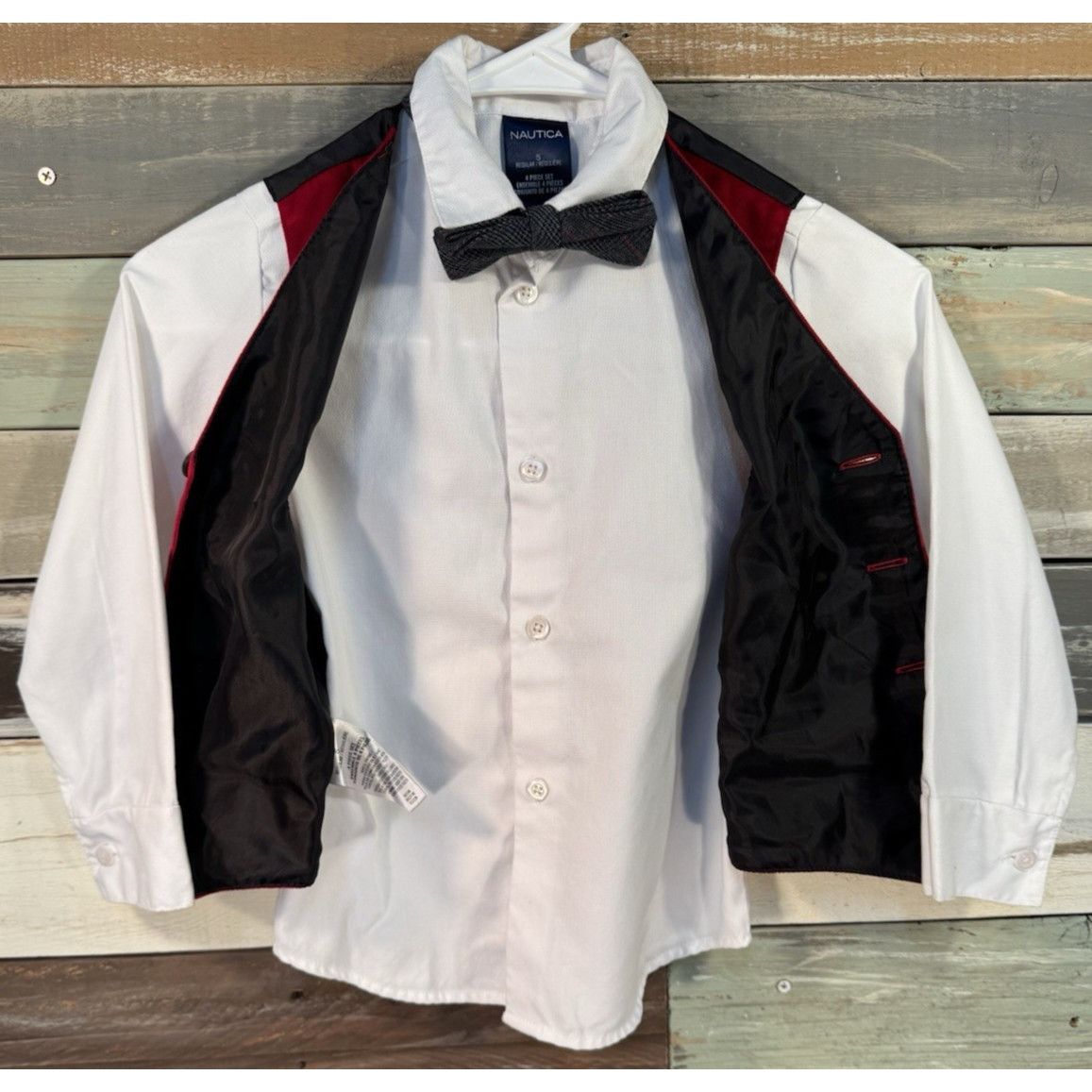 Nautica NAUTICA Boys Long Sleeve 4 Pc White, Red & Gray Dress Pant S Size US XS / EU 42 / 0 - 7 Thumbnail