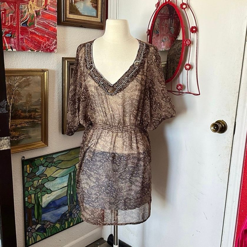 Wrangler wrangler sheer swimsuit cover short sleeve blouse paisley Size L / US 10 / IT 46 - 1 Thumbnail