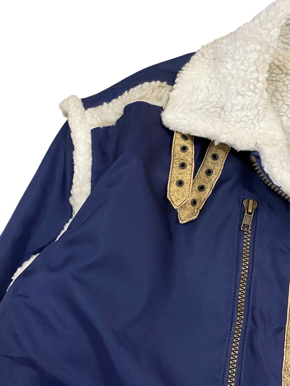 Mizuno Vtg Mizuno Japan Aviator Sherpa Jacket - Navy Blue Size US L / EU 52-54 / 3 - 6 Thumbnail