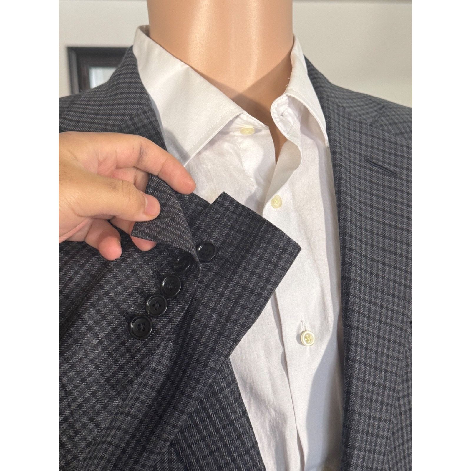 Tom Ford Tom Ford Wool Silk Houndstooth 2Pc Suit 52IT 42R US Gray Size 42R - 5 Thumbnail