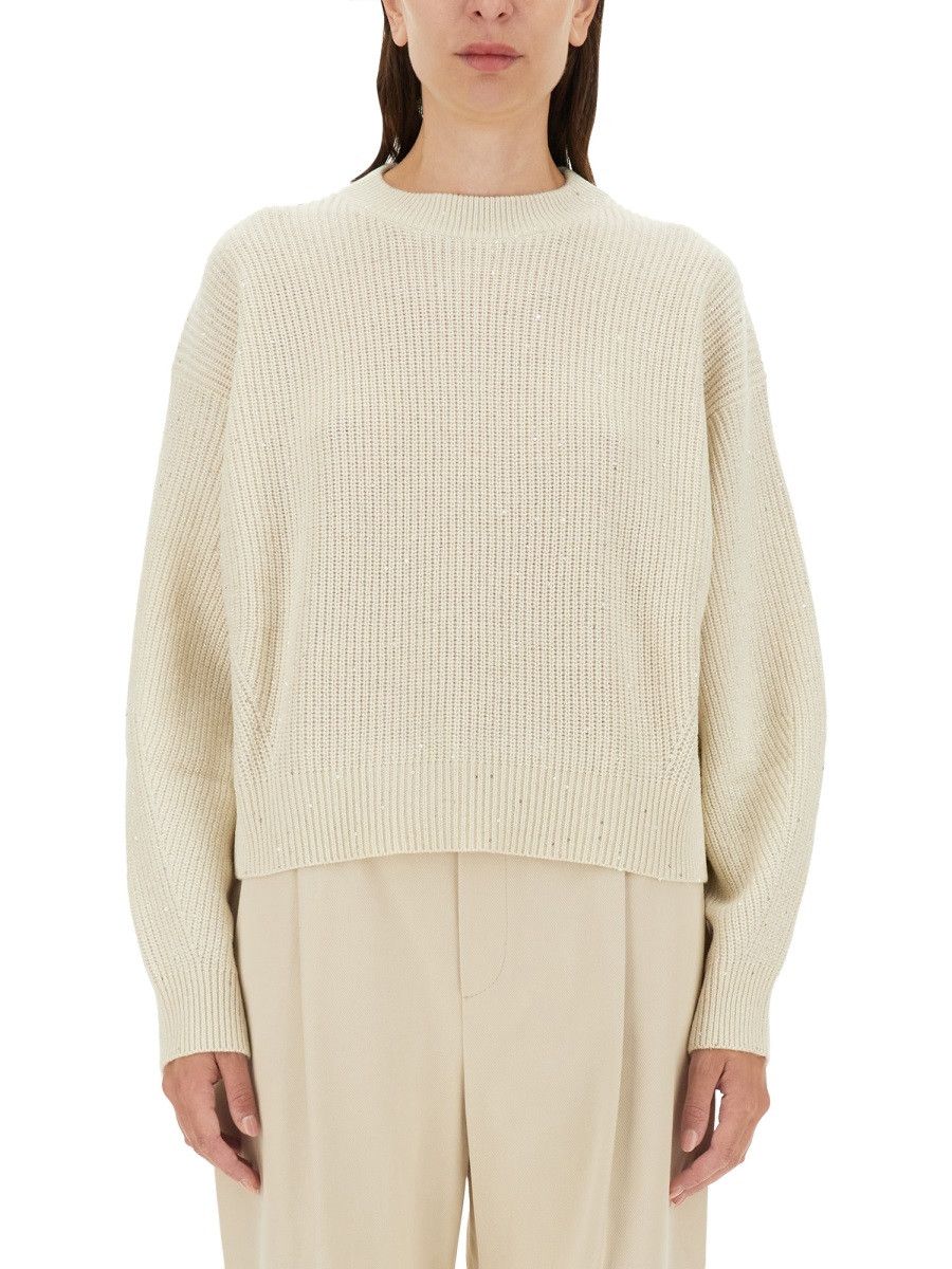Brunello Cucinelli BRUNELLO CUCINELLI CASHMERE SWEATER - WHITE Size M / US 6-8 / IT 42-44 - 1 Thumbnail