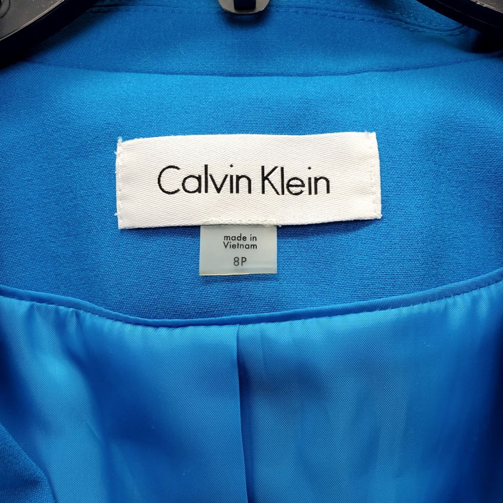 Calvin Klein Calvin Klein Blazer Jacket Womens Size 8P Blue Peak Lapel Single Breasted 1 Button EUC Size M / US 6-8 / IT 42-44 - 6 Thumbnail