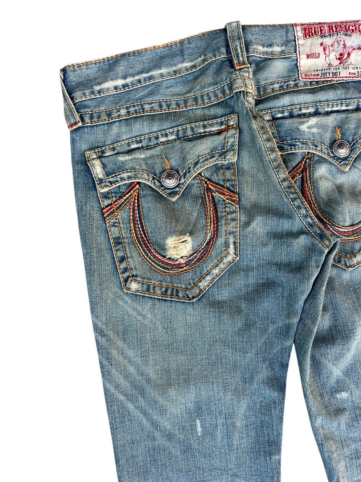 True Religion 2000s True Religion Joey Big T Dirty Mud Denim Flare Jeans Size US 33 - 15 Thumbnail