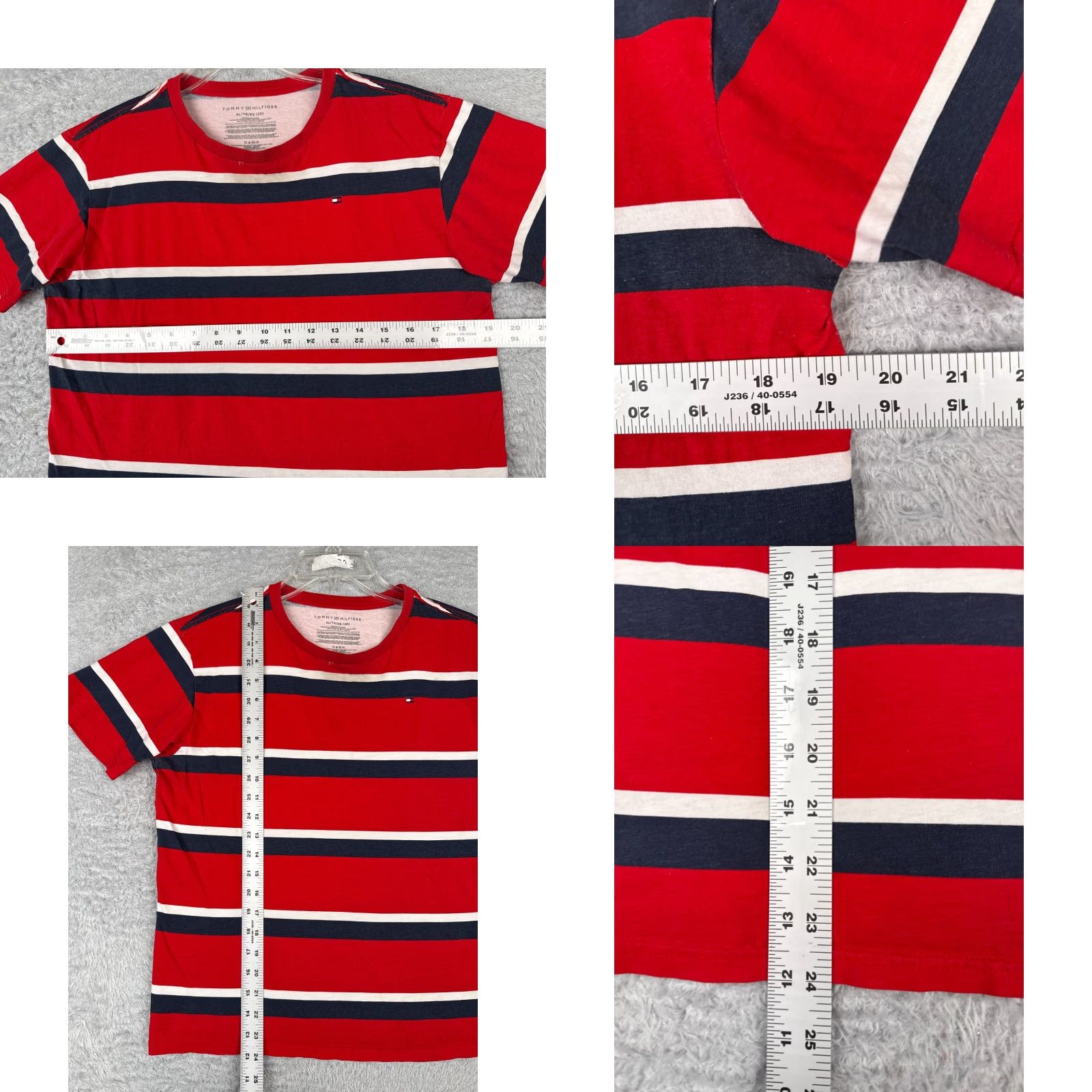 Tommy Hilfiger VINTAGE Tommy Hilfiger Shirt Women XL Red Stripe Short Sleeve Crew 100% Cotton Logo Size XL / US 12-14 / IT 48-50 - 8 Thumbnail