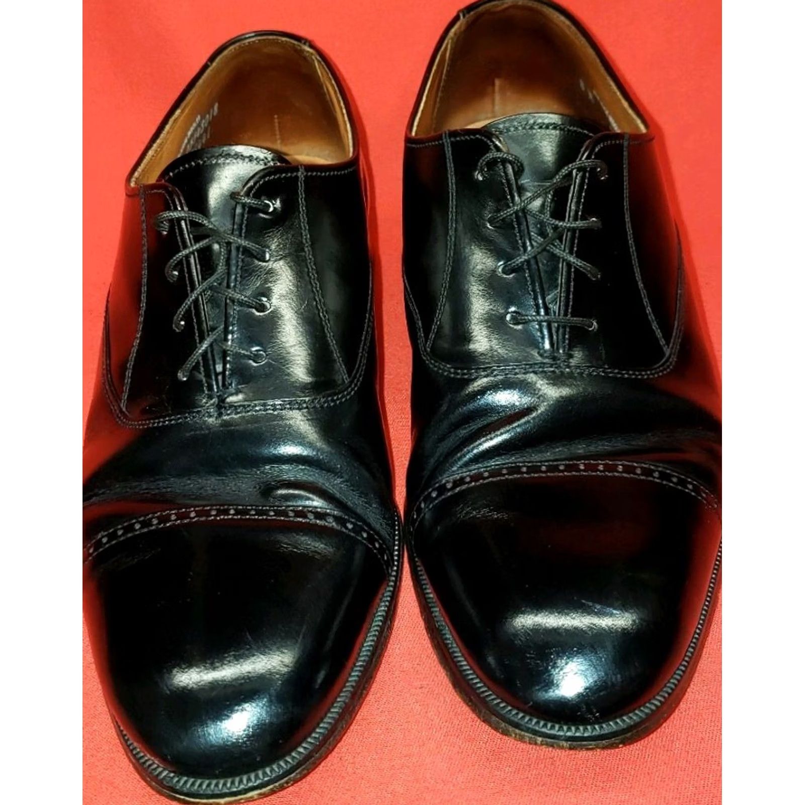 Vintage Bostonian Men's Cap Toe Oxford Black Leather Dress Shoes Size 8M Size ONE SIZE - 3 Thumbnail