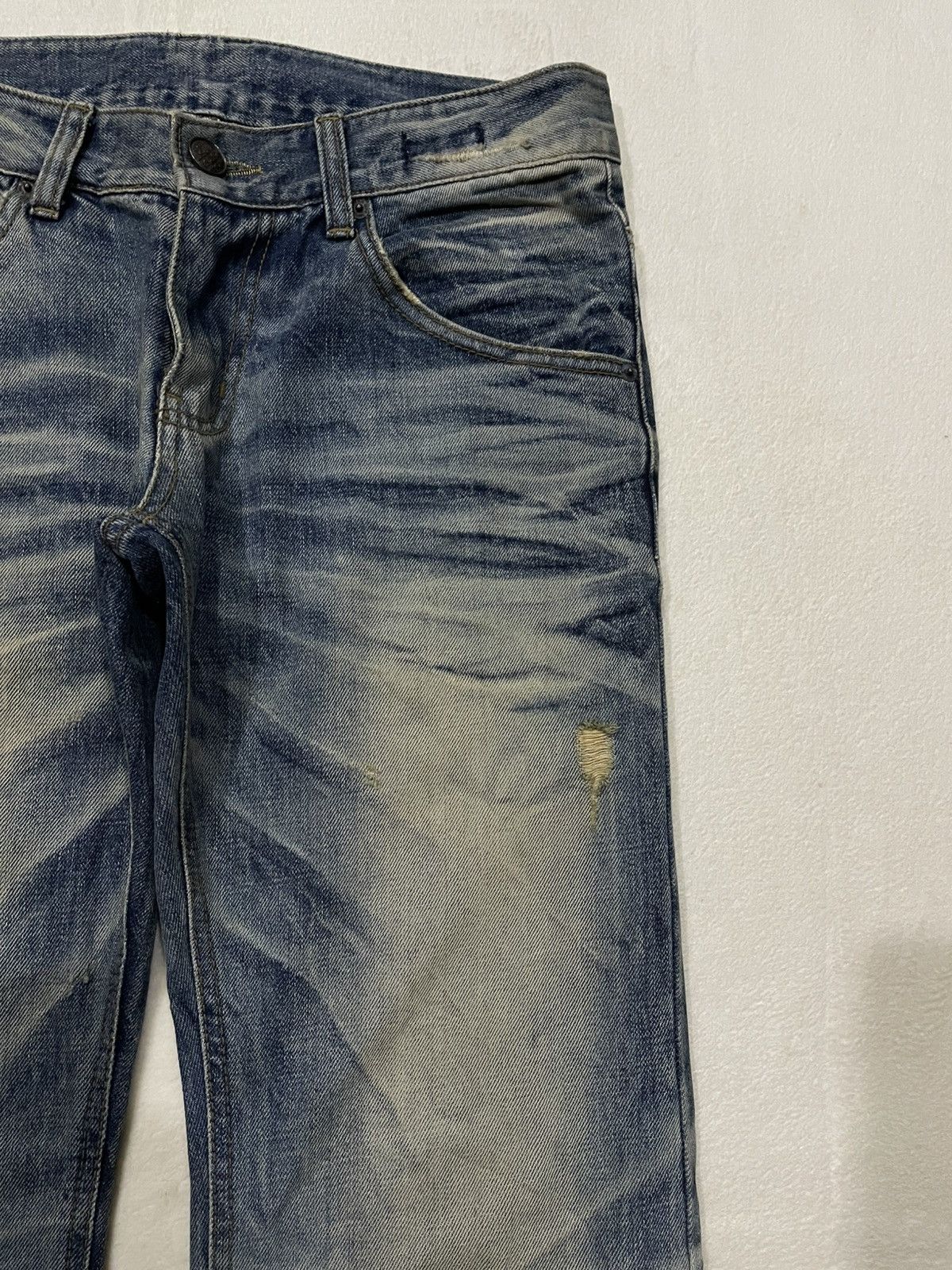 Japanese Brand Vintage Improves Boot Cut Distress Mudwash Denim Jeans Size US 31 - 4 Thumbnail