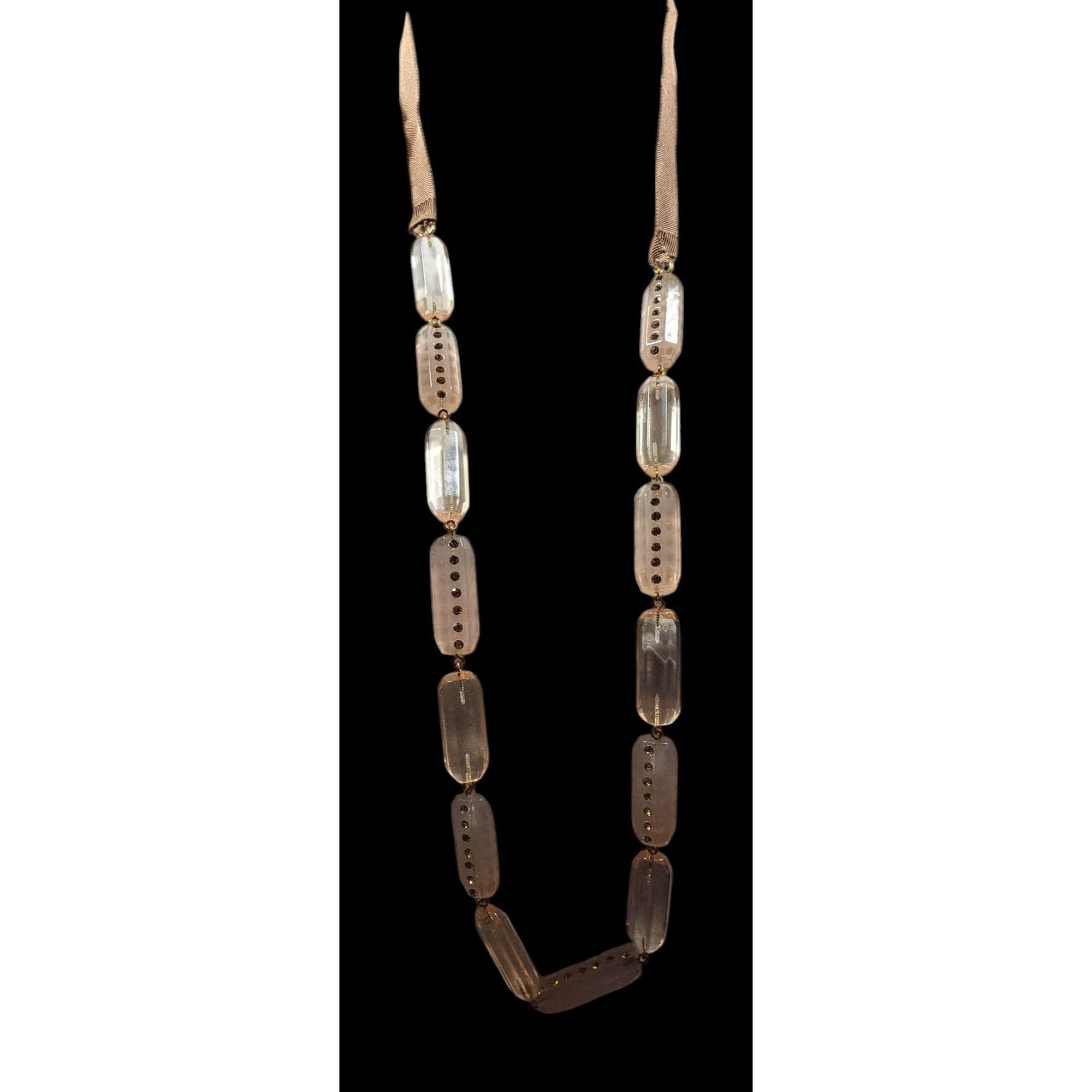 J.Crew J.Crew Translucent Pink Link Tie On Necklace With Rhinestone Size ONE SIZE - 4 Thumbnail
