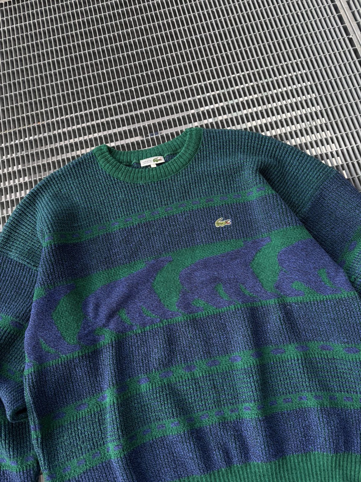 Lacoste Vintage Lacoste Bear Logo Y2K Streetwear Knitted Sweater Size US XXL / EU 58 / 5 - 4 Thumbnail