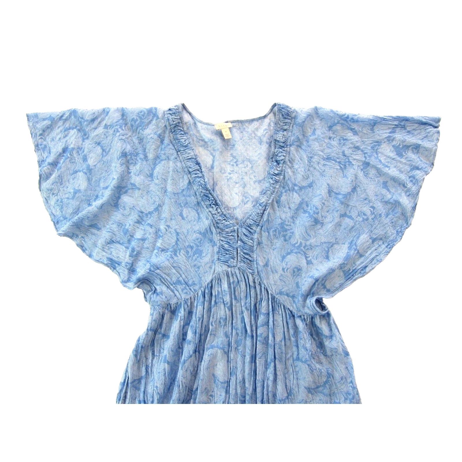 Vintage Hinge 100% Rayon Blue Paisley Floral Flare Sleeve Empire Long Maxi Smock Dress M Size M / US 6-8 / IT 42-44 - 4 Thumbnail