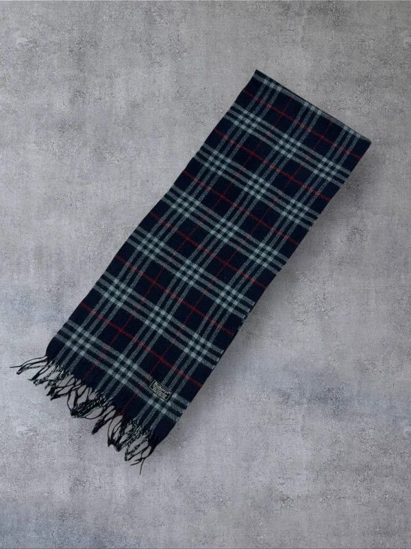 Burberry Vintage Burberry full pattern navy wool scarf Size ONE SIZE - 4 Thumbnail