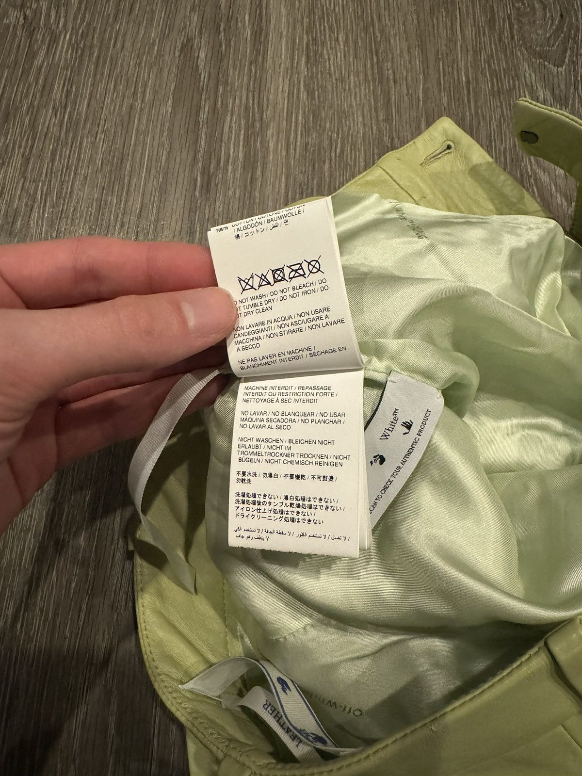 Off-White Off White 100% Leather Shorts Light Green 28-30 Size US 29 - 11 Thumbnail