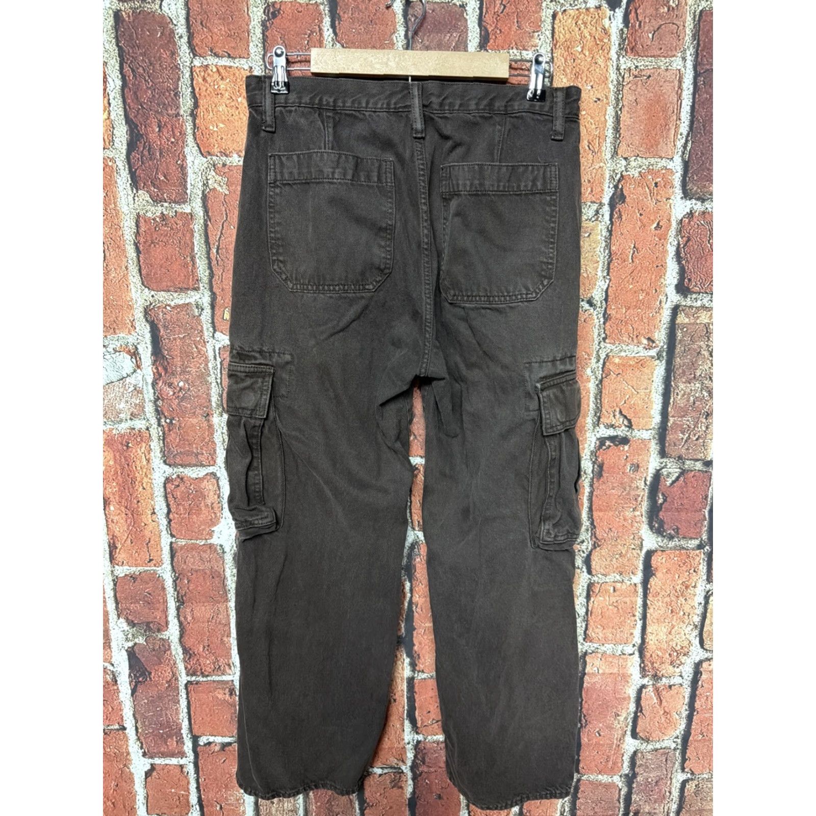 Gap Gap Cargo Pants Men Slim Taper 31x30 Brown Olive Cotton Blend Cargo Pocket Workwear Casual Slim Fit Distressed Canvas Size US 31 - 3 Thumbnail
