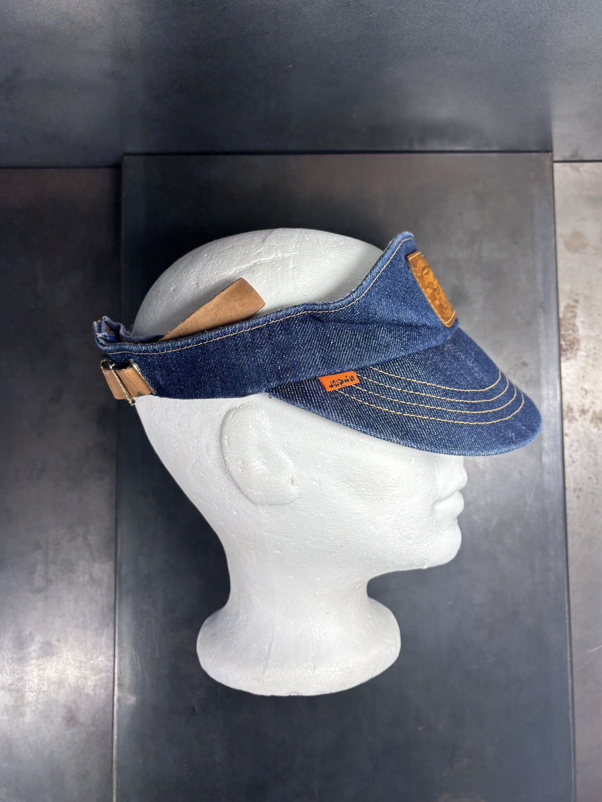 Levi's 1970s Levi's Orange Tab Hat 70s Vintage Dark Denim Visor Cap Size ONE SIZE - 13 Thumbnail