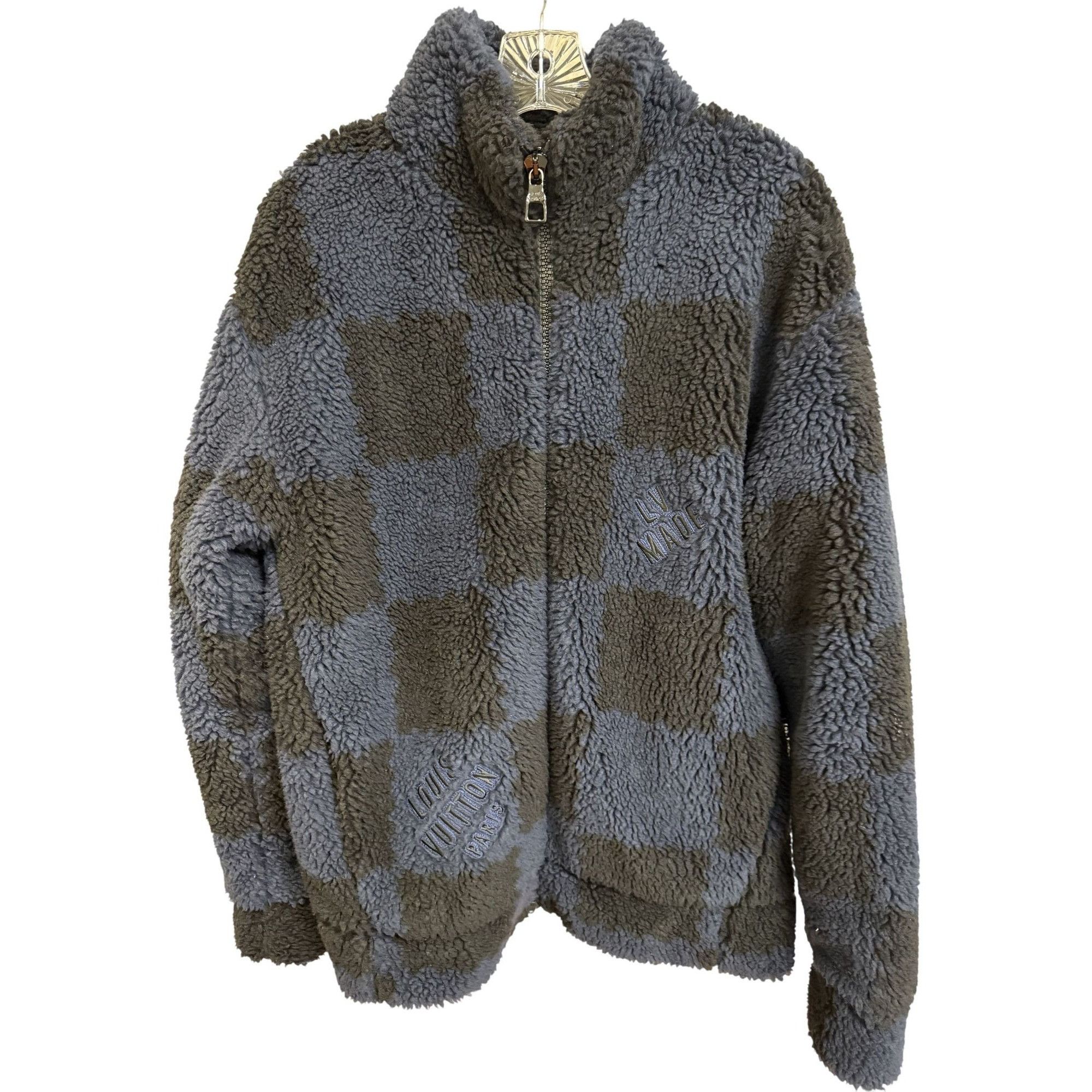 Louis Vuitton Louis Vuitton Mens Checkered Sherpa Fleece Jacket L Gray & B Size US L / EU 52-54 / 3 - 1 Thumbnail