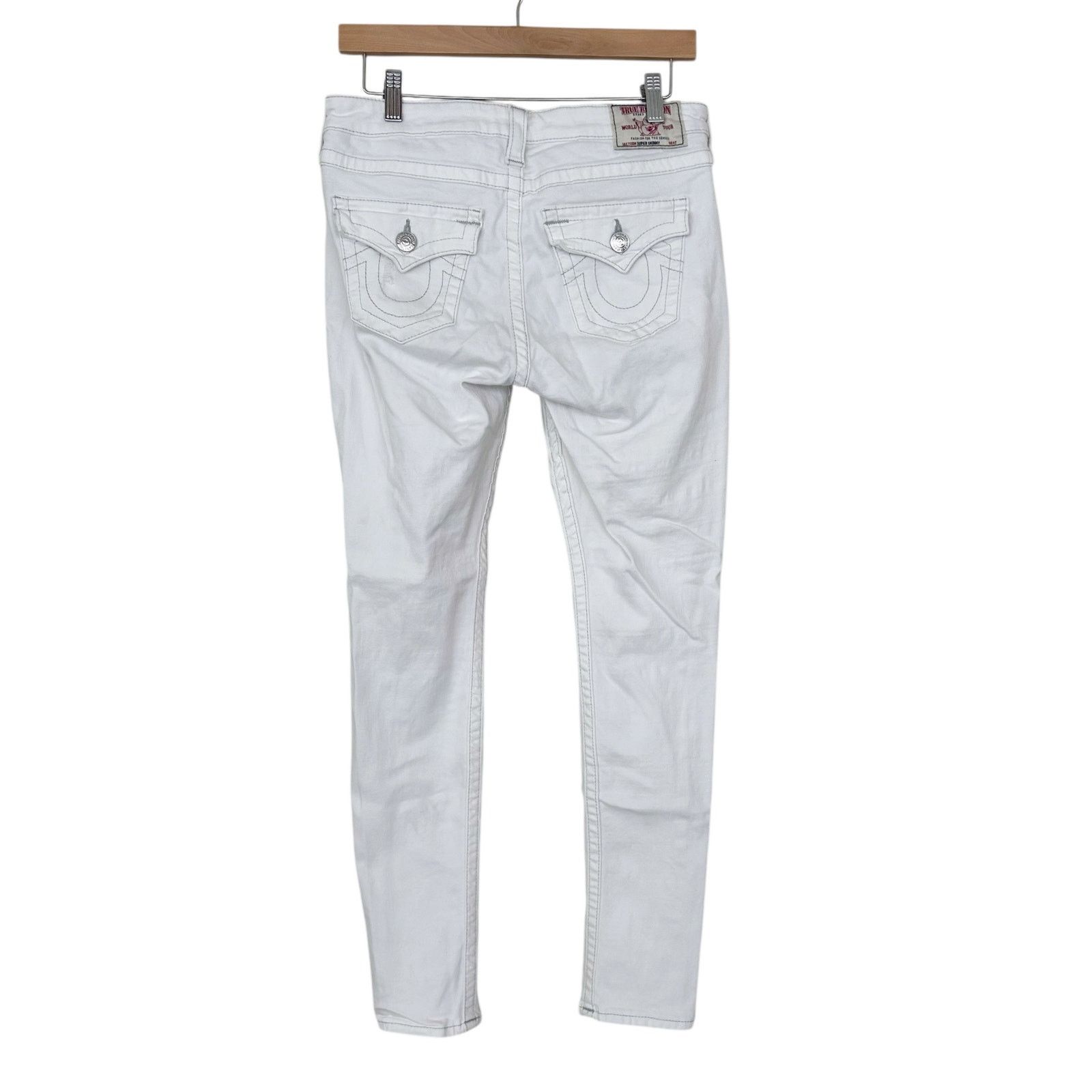 True Religion True Religion White Distressed Sequin Skinny Jeans Sz 29 Size 29" - 9 Thumbnail