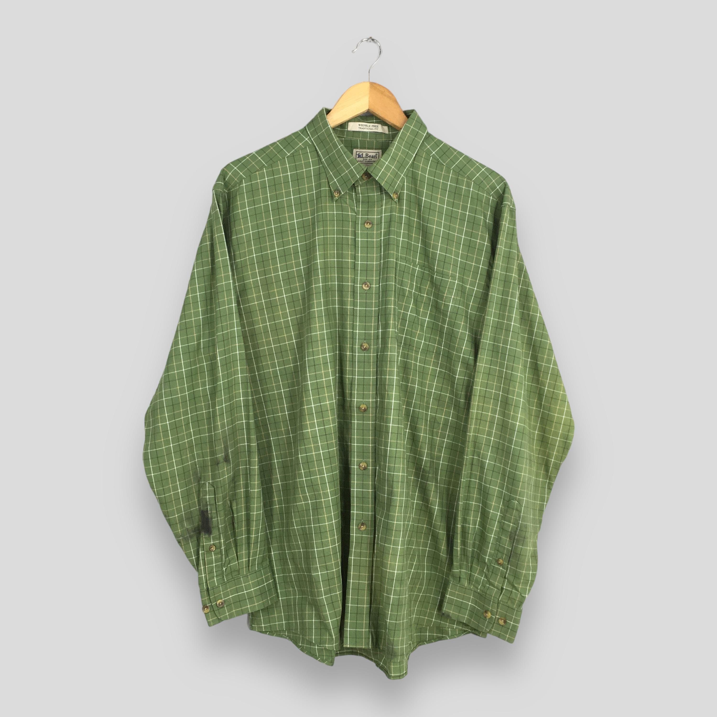 Flannel Vintage LL Bean Flannel Green Checkered Shirt Large Size US L / EU 52-54 / 3 - 1 Thumbnail