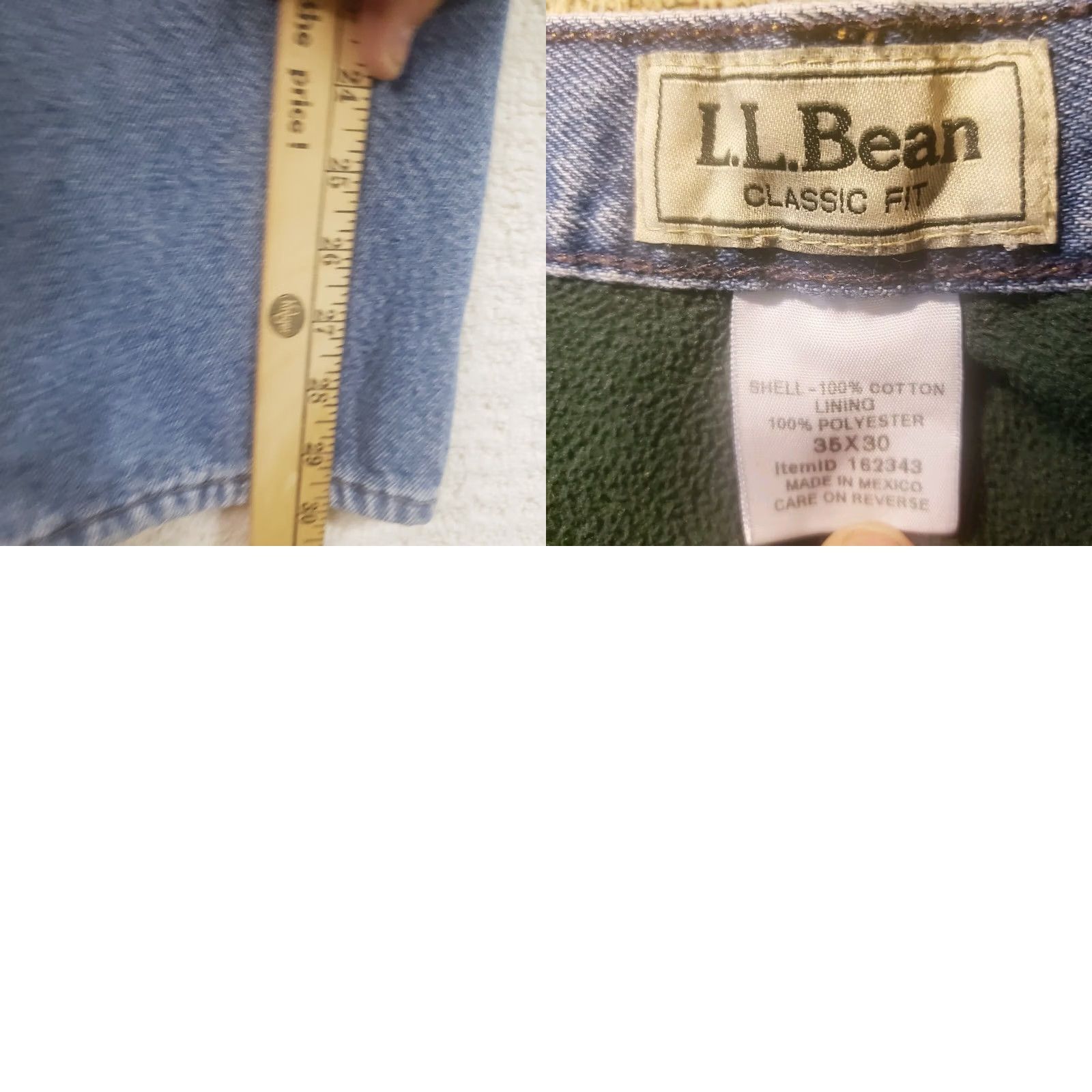 Vintage VINTAGE LL Bean Classic Fit Fleece Lined Jeans Blue Denim 35x30 Men's Size US 35 - 10 Thumbnail