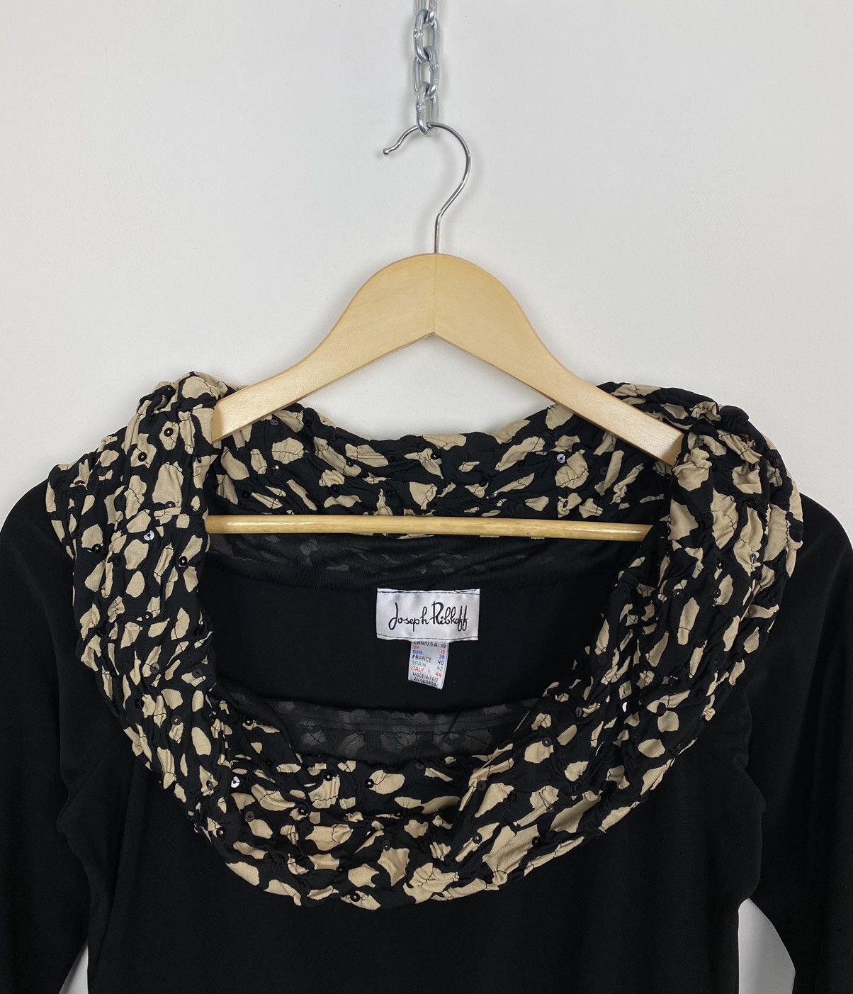 Joseph Ribkoff Joseph Ribkoff Designer Blouse Long Sleeve Top Clamp Neck Size L / US 10 / IT 46 - 2 Thumbnail