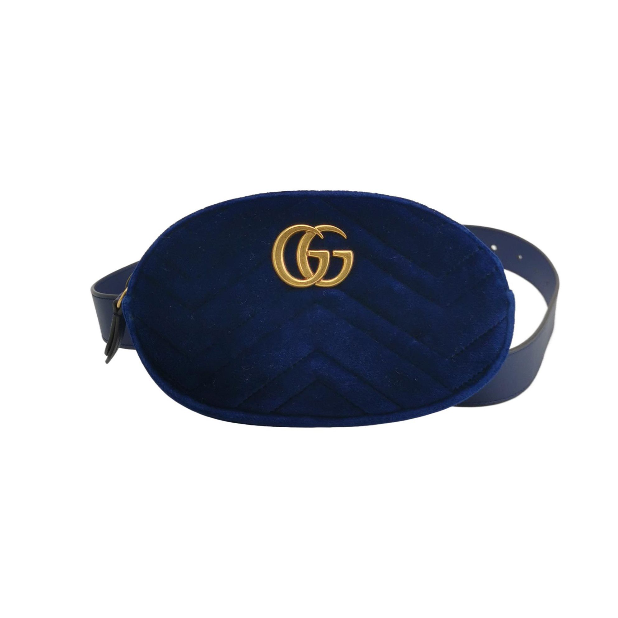 Gucci Gucci GG Marmont Velvet Belt Bag Blue Size ONE SIZE - 1 Thumbnail