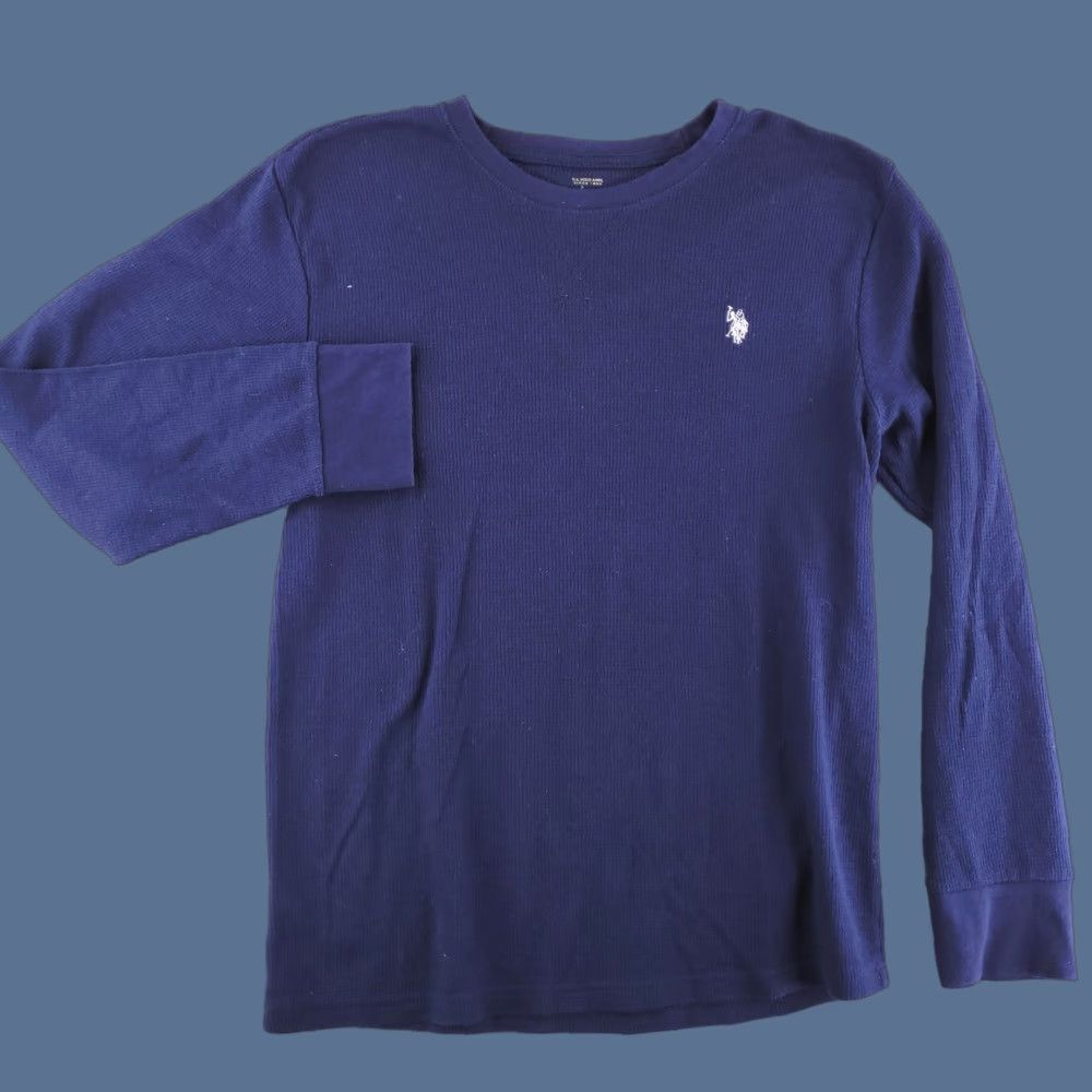 Vintage US Polo ASSN Shirt Mens Large Blue Thermal Waffle Sleep Lounge Long Sleeve Size US L / EU 52-54 / 3 - 1 Thumbnail